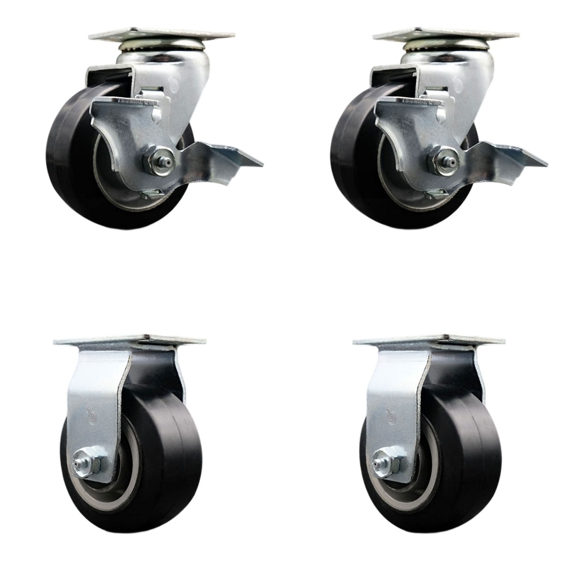 Service Caster, 4Inch x 2Inch Plate Casters, Wheel Diameter 4 in, Caster Type Swivel, Package (qty.) 4, Model SCC-20S420-RAR-TLB-2-R-2