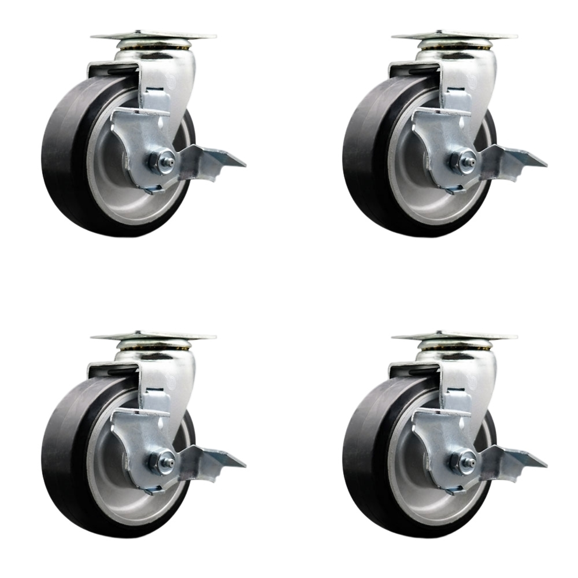 Service Caster, 5Inch x 2Inch Plate Casters, Wheel Diameter 5 in, Caster Type Swivel, Package (qty.) 4, Model SCC-20S520-RAR-TLB-4