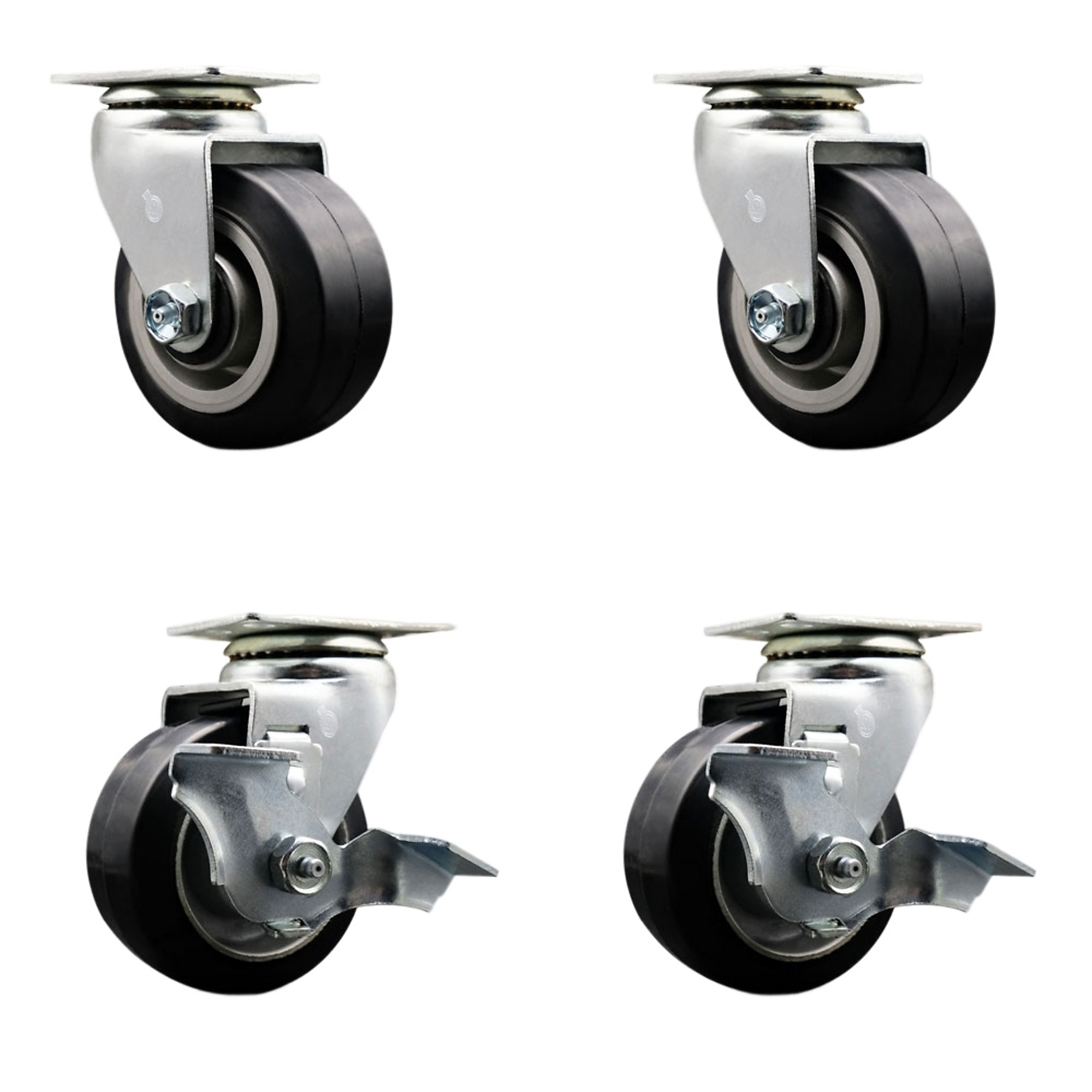 Service Caster, 4Inch x 2Inch Plate Casters, Wheel Diameter 4 in, Caster Type Swivel, Package (qty.) 4, Model SCC-20S420-RAR-2-TLB-2