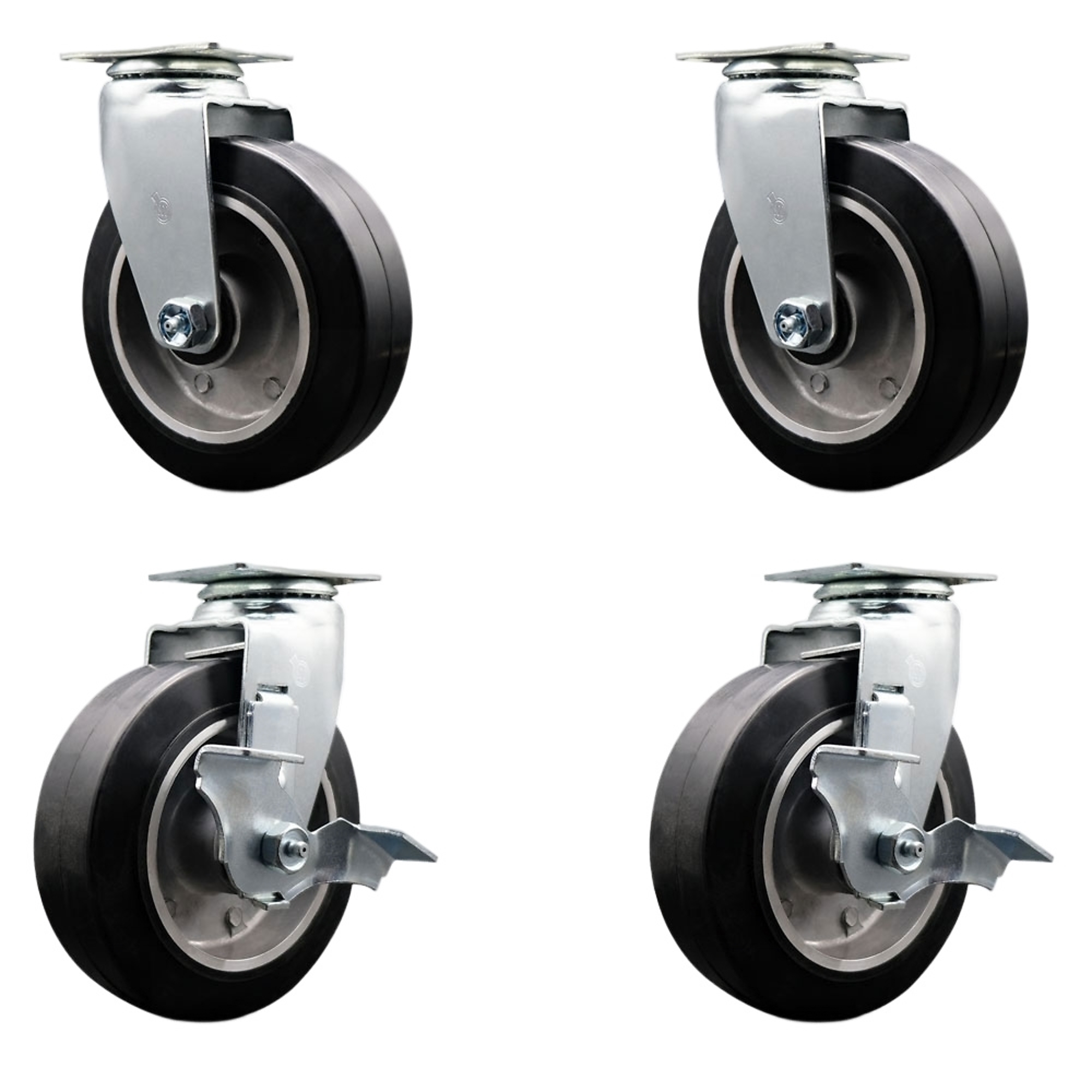 Service Caster, 6Inch x 2Inch Plate Casters, Wheel Diameter 6 in, Caster Type Swivel, Package (qty.) 4, Model SCC-20S620-RAR-2-TLB-2