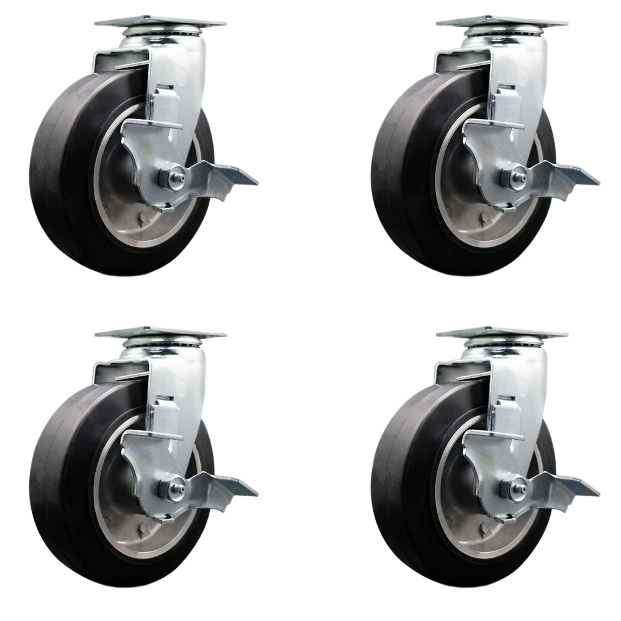 Service Caster, 6Inch x 2Inch Plate Casters, Wheel Diameter 6 in, Caster Type Swivel, Package (qty.) 4, Model SCC-20S620-RAR-TLB-4