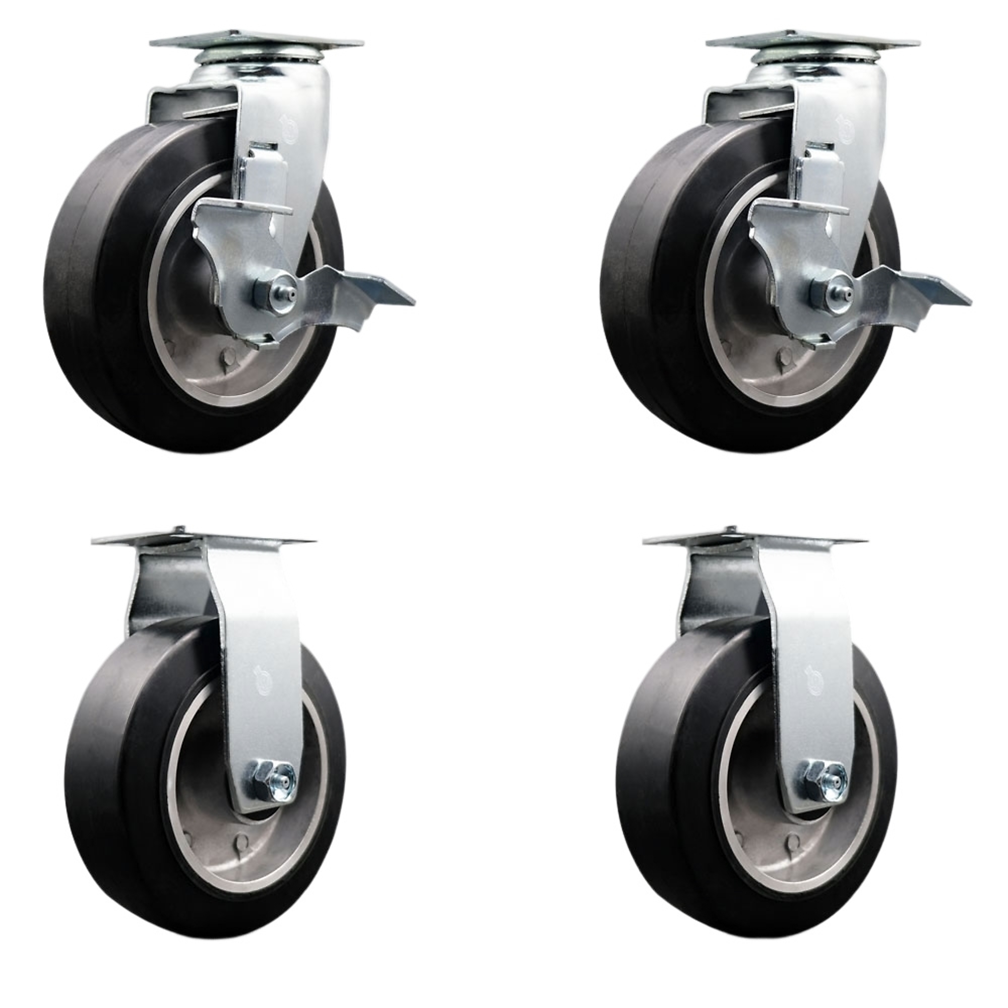 Service Caster, 6Inch x 2Inch Plate Casters, Wheel Diameter 6 in, Caster Type Swivel, Package (qty.) 4, Model SCC-20S620-RAR-TLB-2-R-2