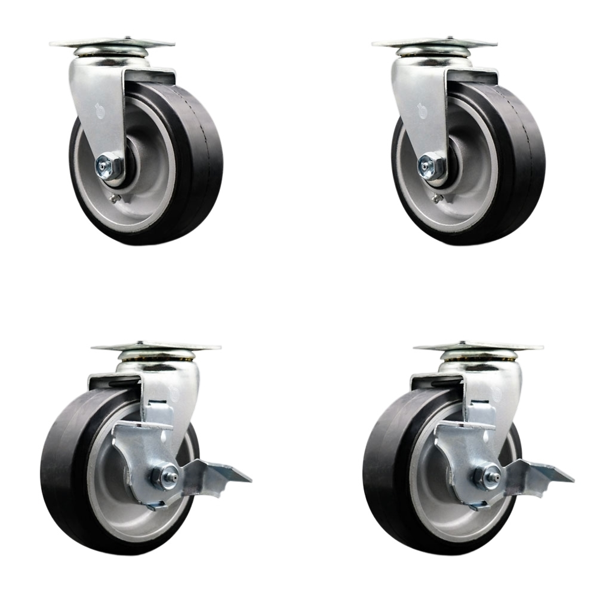 Service Caster, 5Inch x 2Inch Plate Casters, Wheel Diameter 5 in, Caster Type Swivel, Package (qty.) 4, Model SCC-20S520-RAR-2-TLB-2