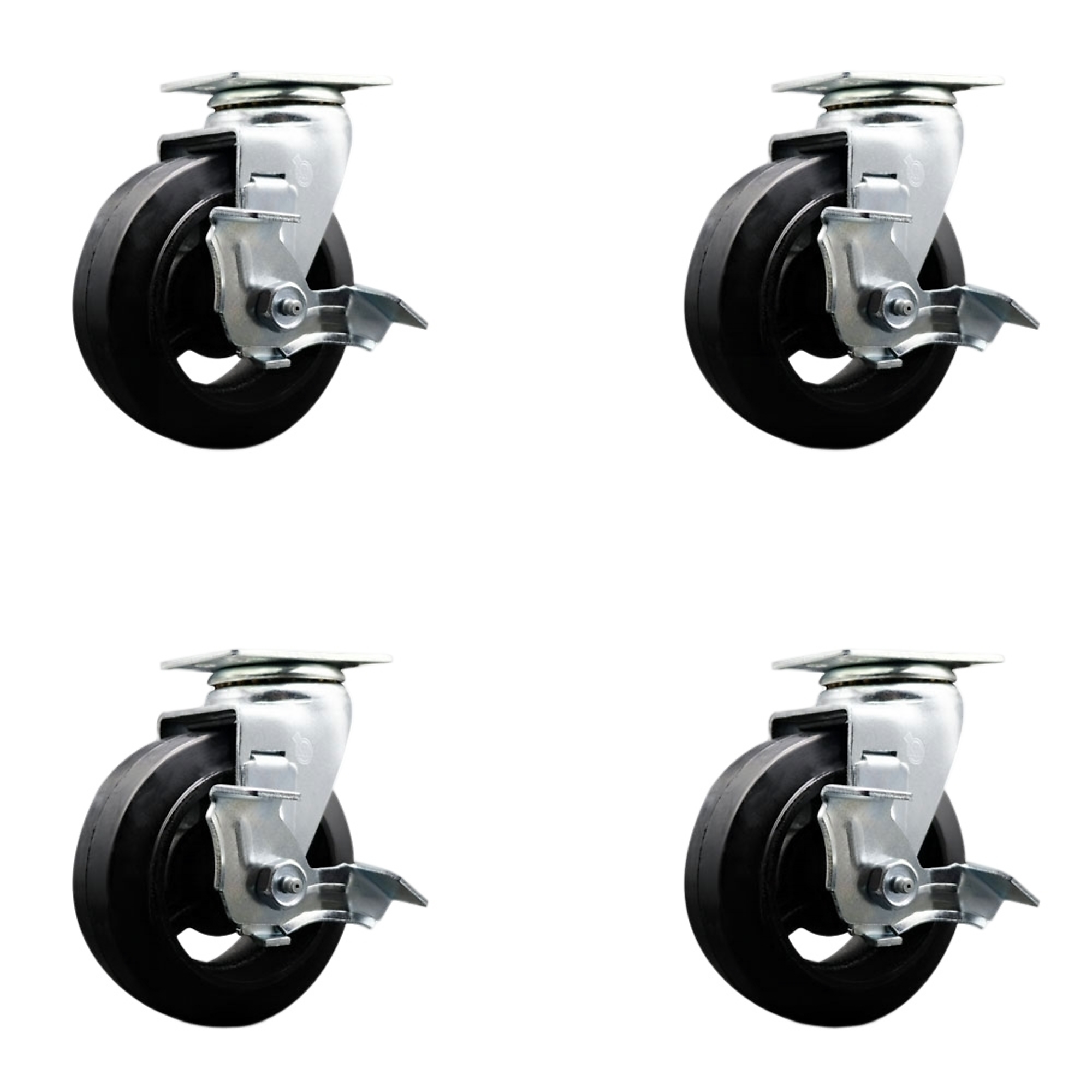 Service Caster, 5Inch x 2Inch Plate Casters, Wheel Diameter 5 in, Caster Type Swivel, Package (qty.) 4, Model SCC-20S520-RSR-TLB-4