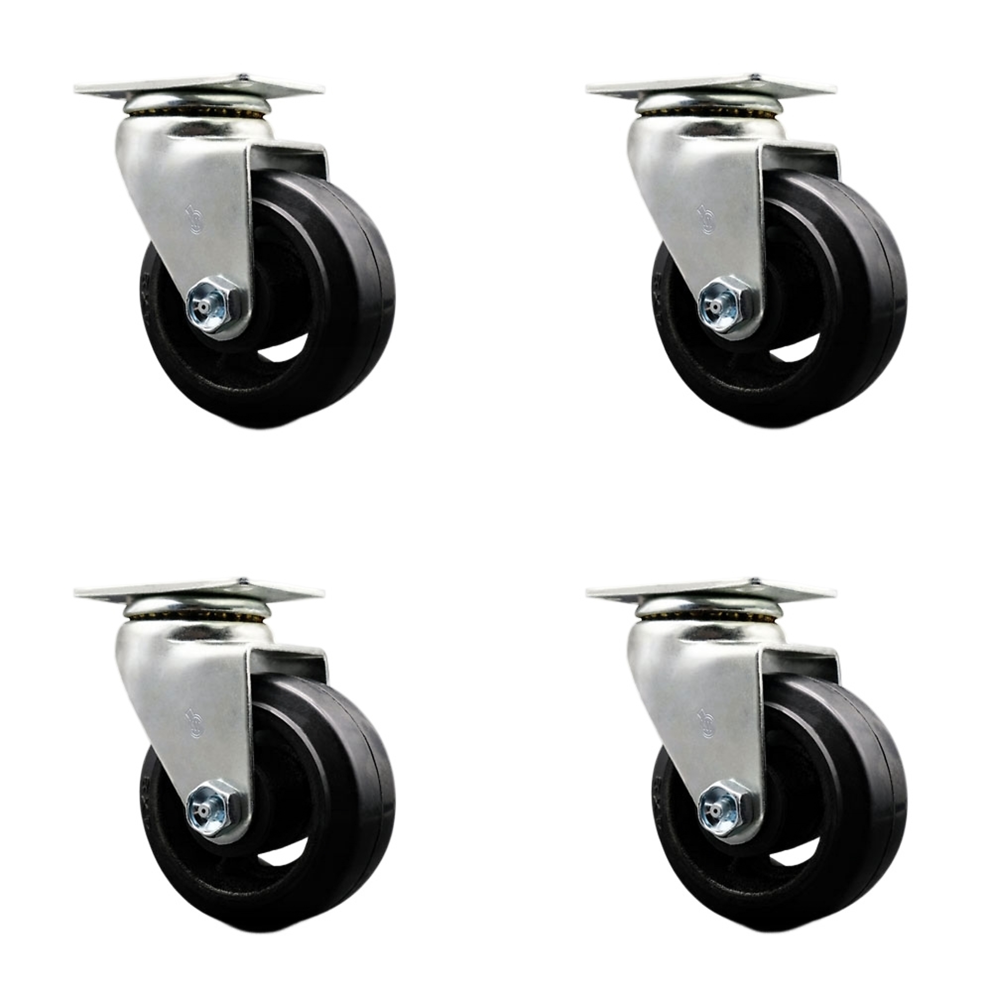 Service Caster, 4Inch x 2Inch Plate Casters, Wheel Diameter 4 in, Caster Type Swivel, Package (qty.) 4, Model SCC-20S420-RSR-4