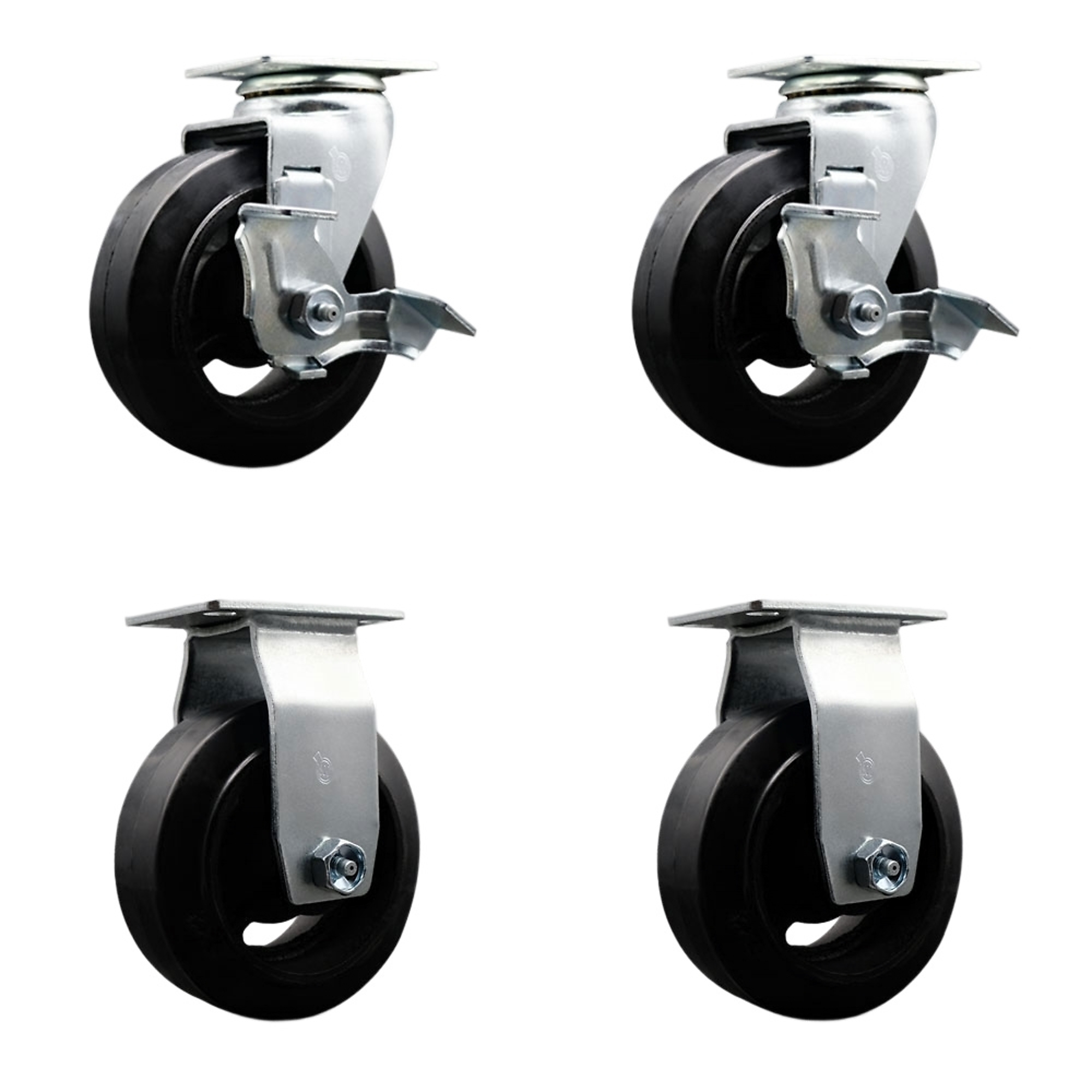 Service Caster, 5Inch x 2Inch Plate Casters, Wheel Diameter 5 in, Caster Type Swivel, Package (qty.) 4, Model SCC-20S520-RSR-TLB-2-R-2