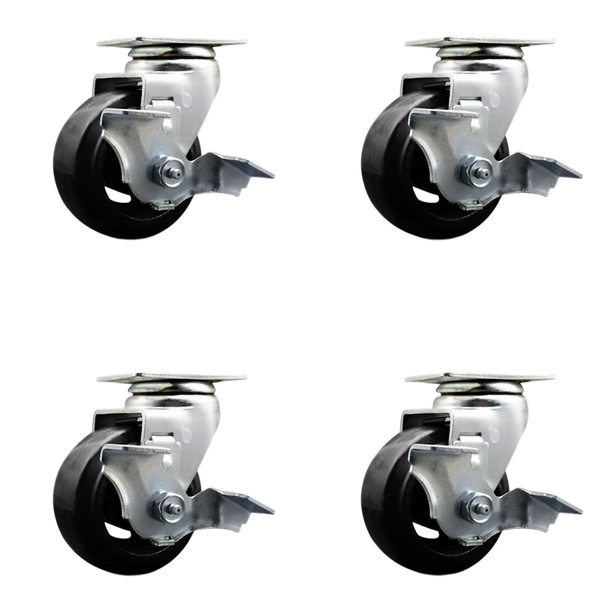 Service Caster, 4Inch x 2Inch Plate Casters, Wheel Diameter 4 in, Caster Type Swivel, Package (qty.) 4, Model SCC-20S420-RSR-TLB-4