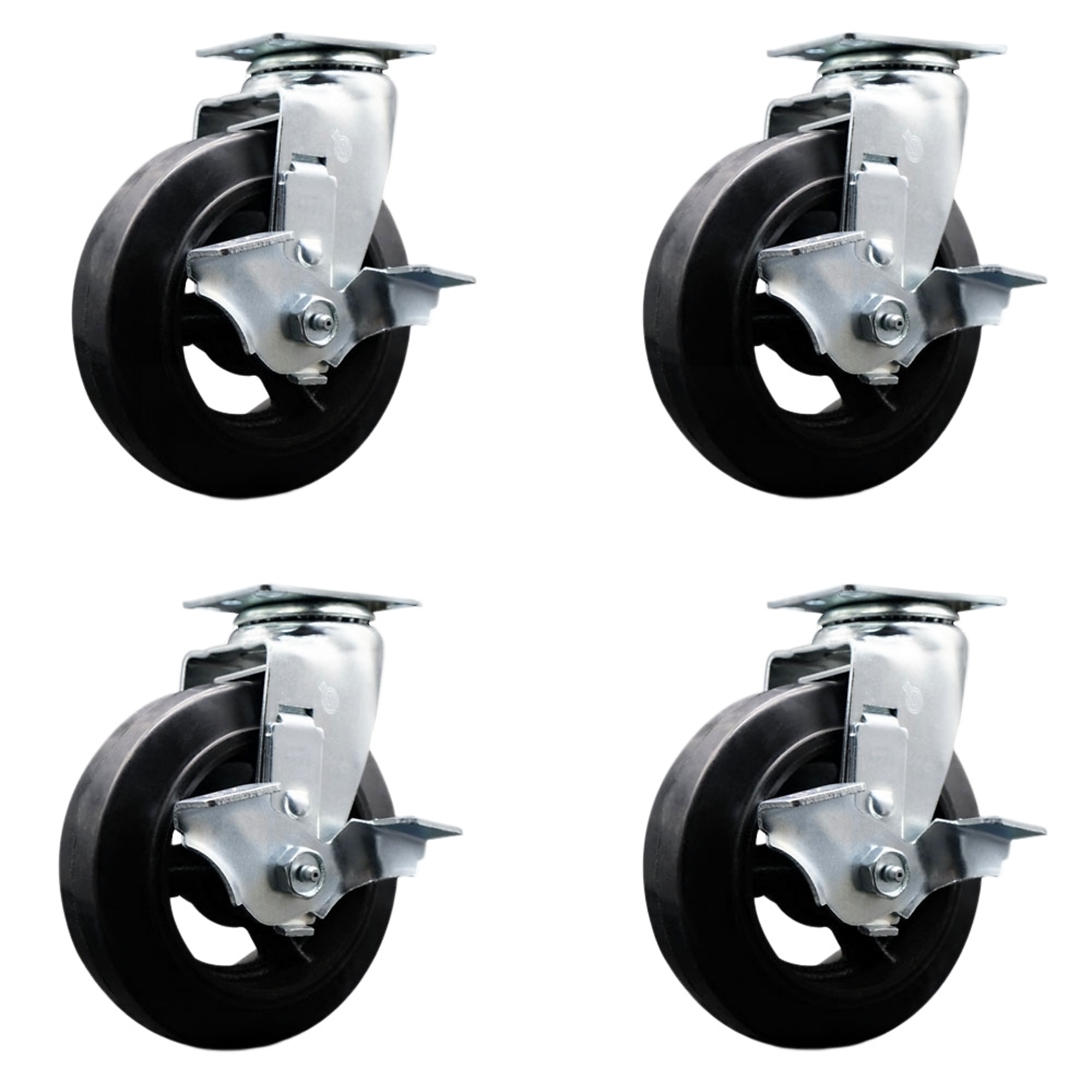 Service Caster, 6Inch x 2Inch Plate Casters, Wheel Diameter 6 in, Caster Type Swivel, Package (qty.) 4, Model SCC-20S620-RSR-TLB-4