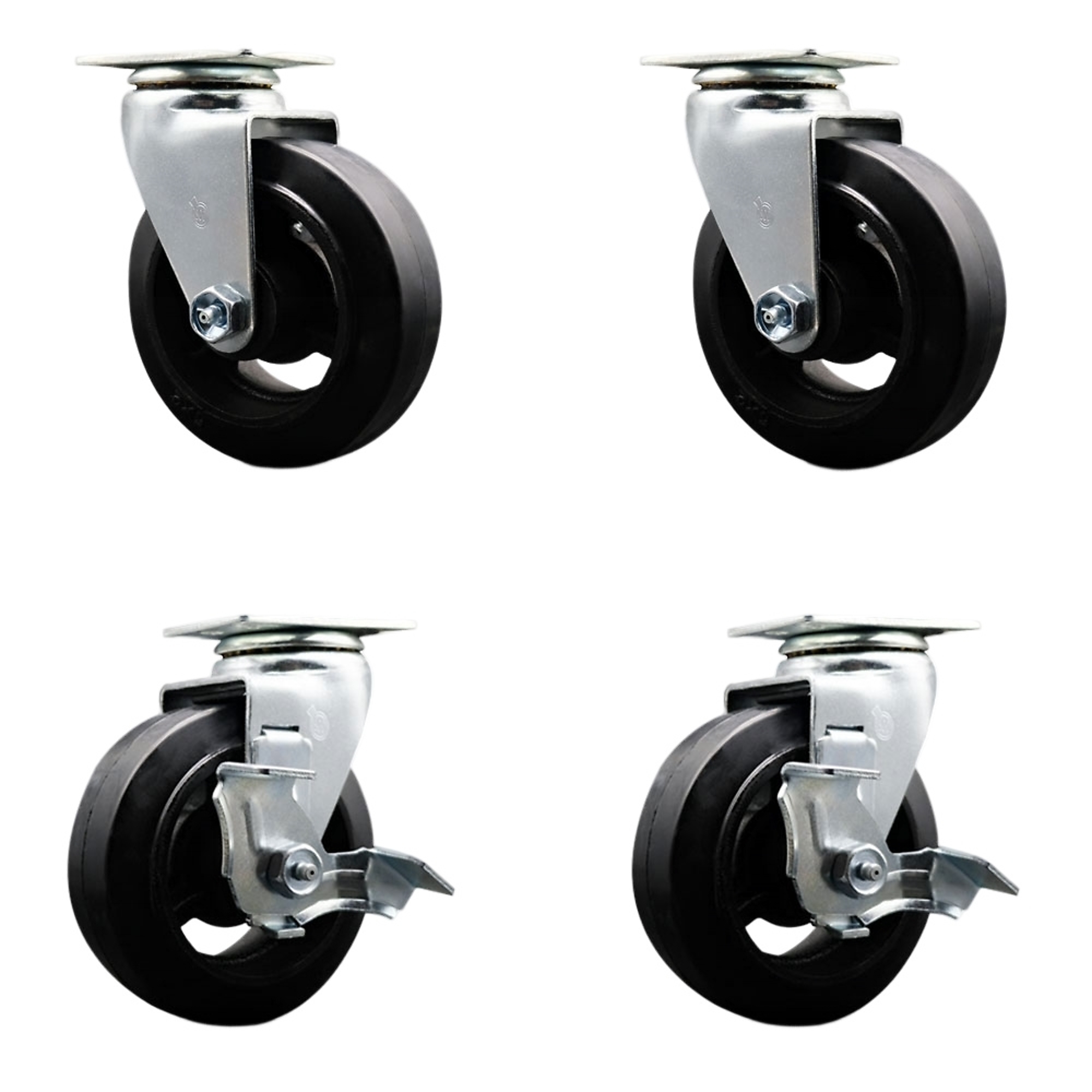 Service Caster, 5Inch x 2Inch Plate Casters, Wheel Diameter 5 in, Caster Type Swivel, Package (qty.) 4, Model SCC-20S520-RSR-2-TLB-2