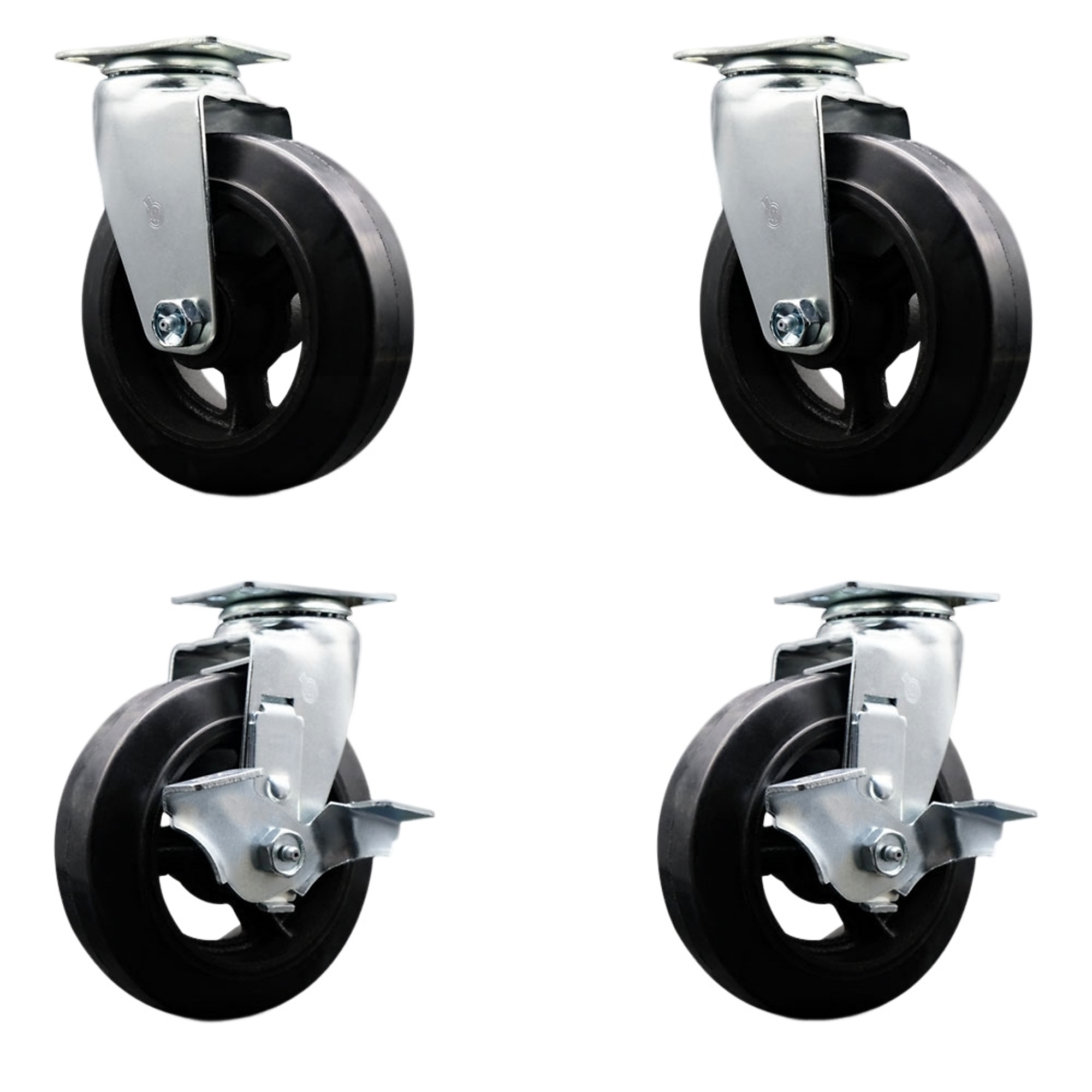 Service Caster, 6Inch x 2Inch Plate Casters, Wheel Diameter 6 in, Caster Type Swivel, Package (qty.) 4, Model SCC-20S620-RSR-2-TLB-2