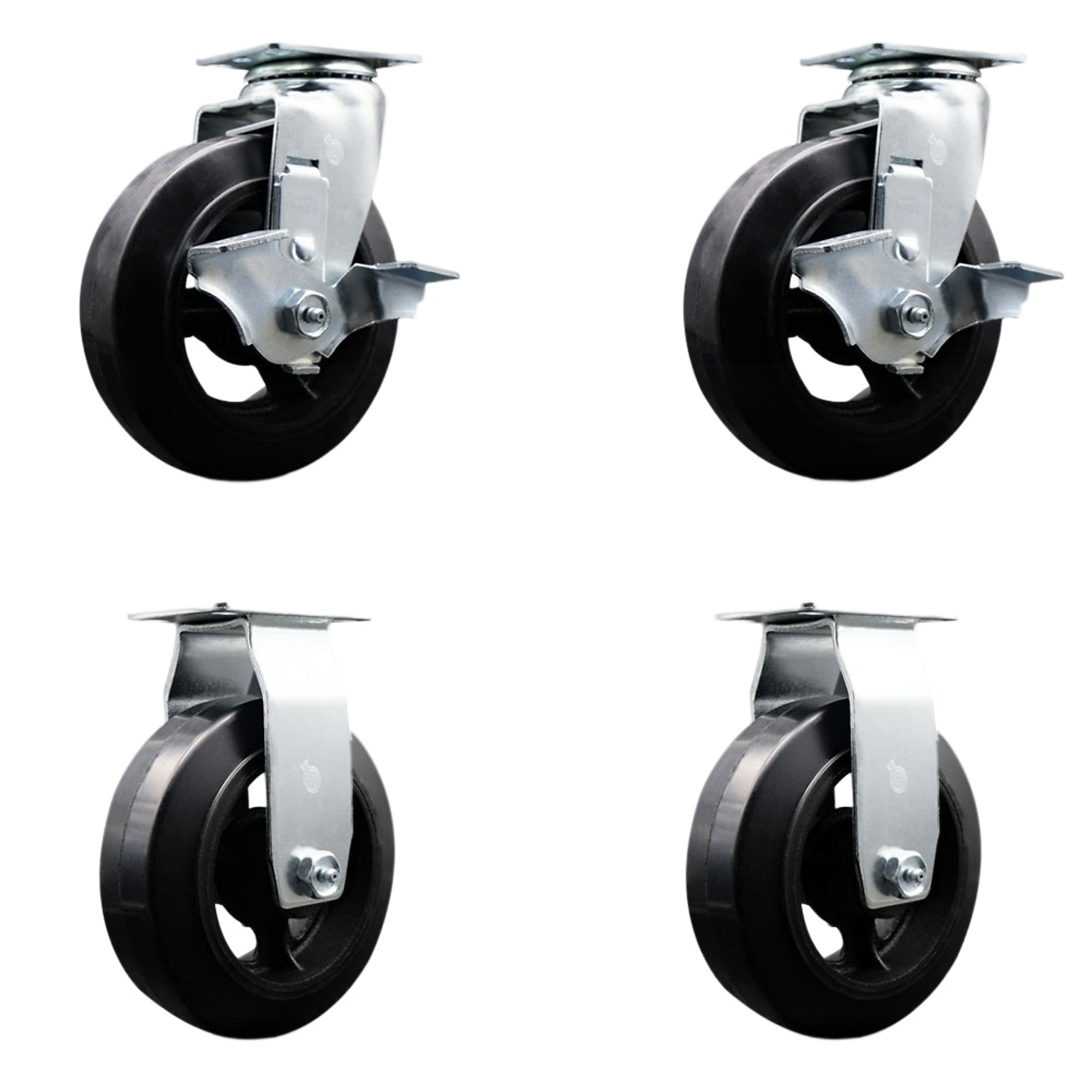 Service Caster, 6Inch x 2Inch Plate Casters, Wheel Diameter 6 in, Caster Type Swivel, Package (qty.) 4, Model SCC-20S620-RSR-TLB-2-R-2