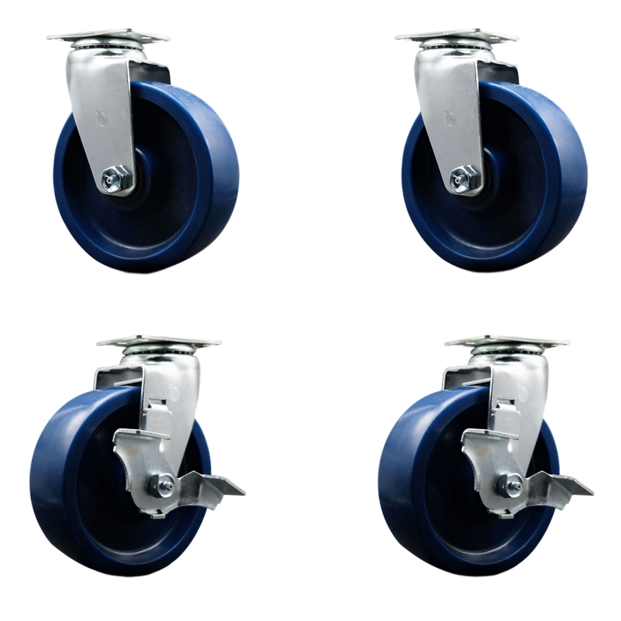 Service Caster, 6Inch x 2Inch Plate Casters, Wheel Diameter 6 in, Caster Type Swivel, Package (qty.) 4, Model SCC-20S620-SPUR-2-TLB-2