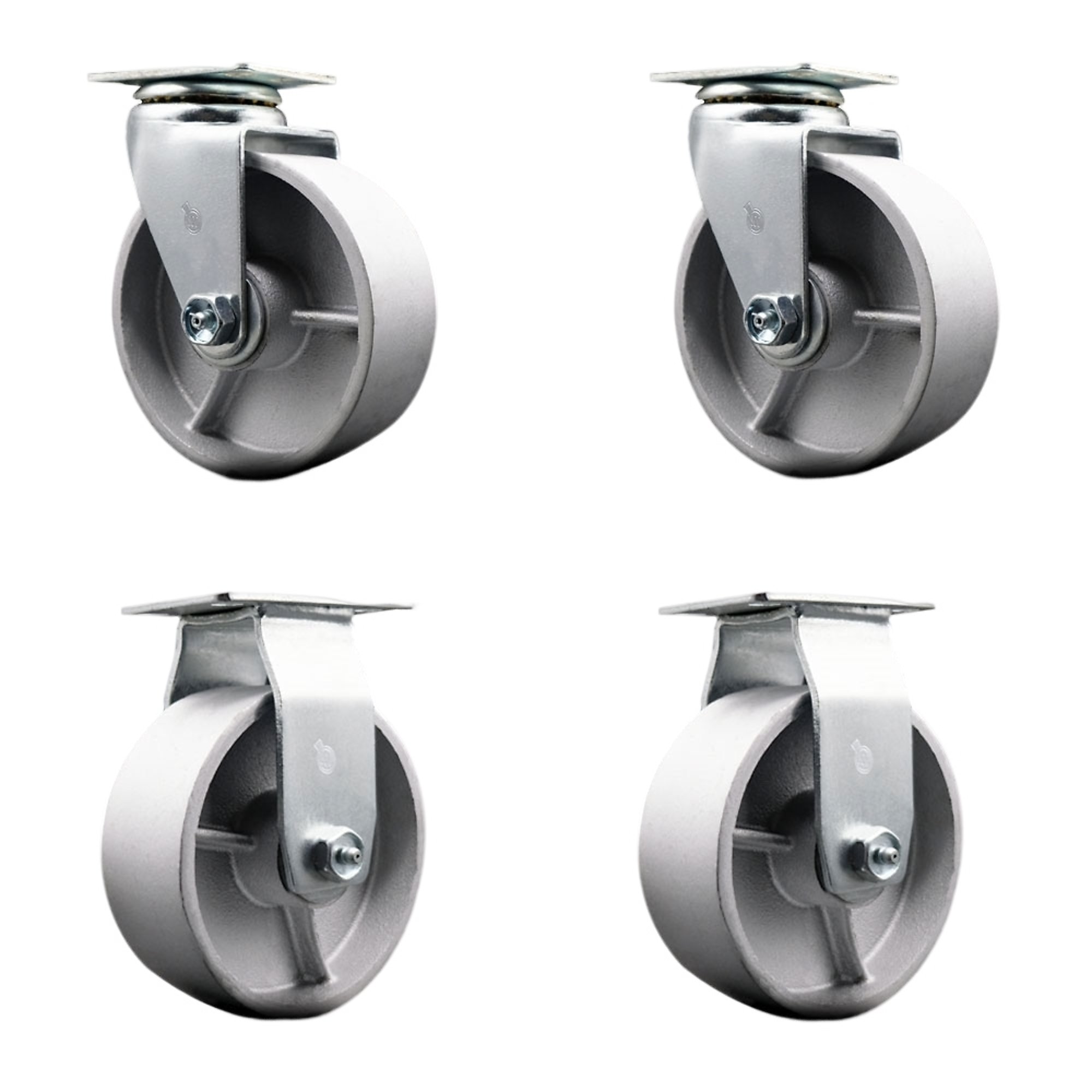 Service Caster, 5Inch x 2Inch Plate Casters, Wheel Diameter 5 in, Caster Type Swivel, Package (qty.) 4, Model SCC-20S520-SSR-2-R-2