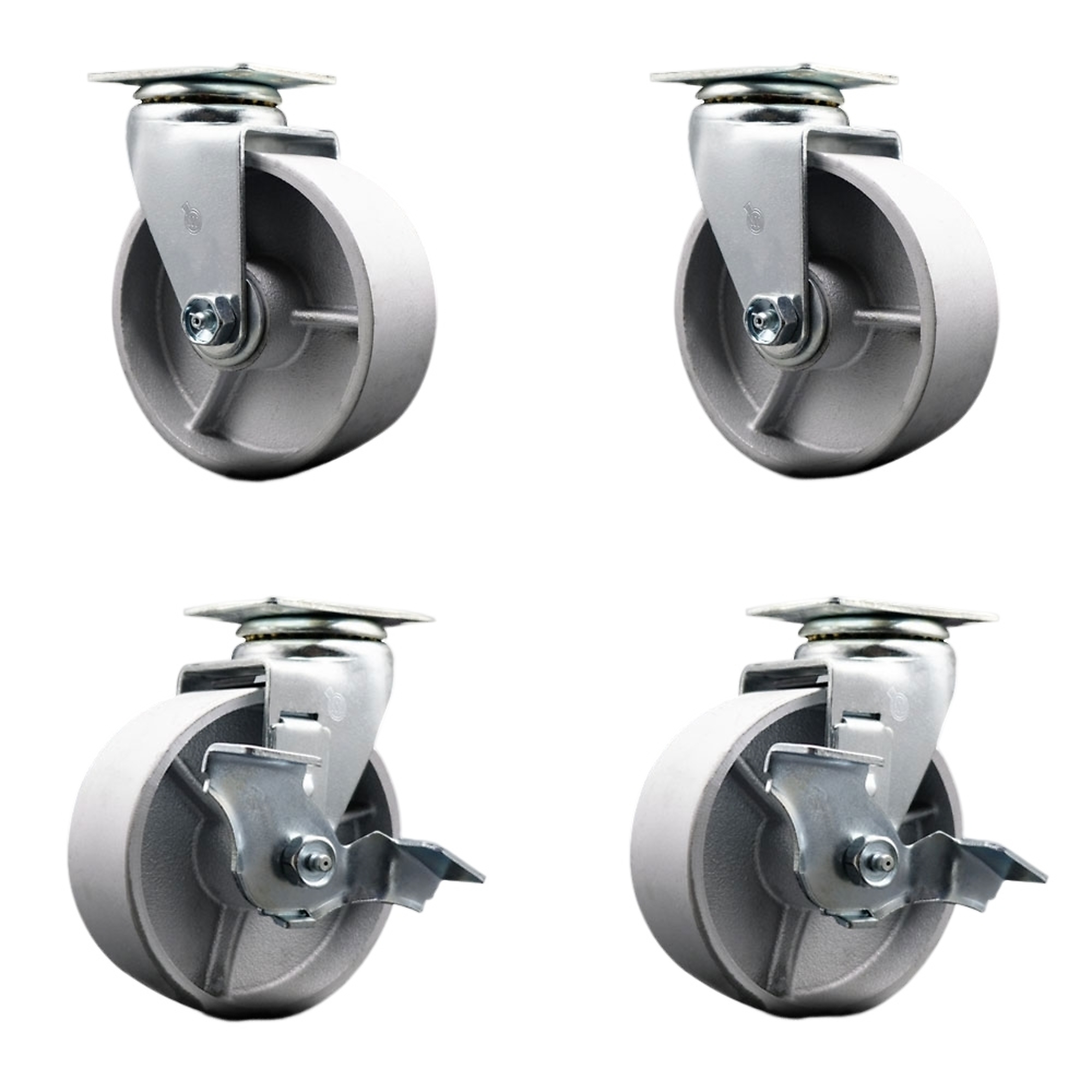 Service Caster, 5Inch x 2Inch Plate Casters, Wheel Diameter 5 in, Caster Type Swivel, Package (qty.) 4, Model SCC-20S520-SSR-2-TLB-2