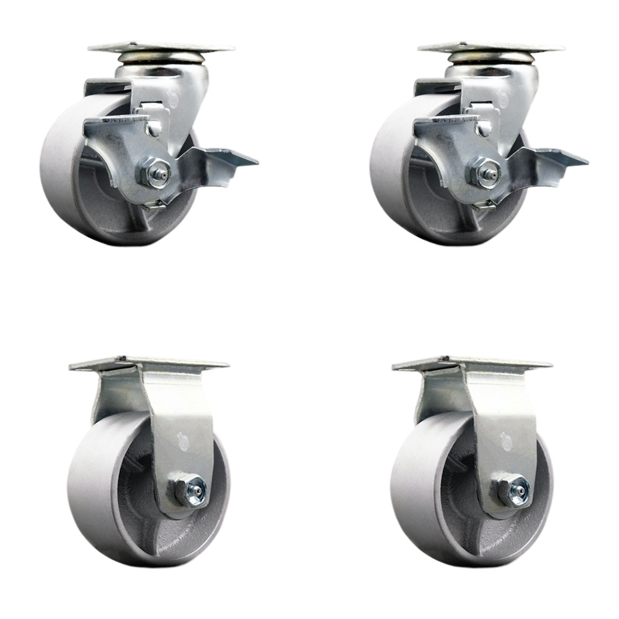 Service Caster, 4Inch x 2Inch Plate Casters, Wheel Diameter 4 in, Caster Type Swivel, Package (qty.) 4, Model SCC-20S420-SSR-TLB-2-R-2