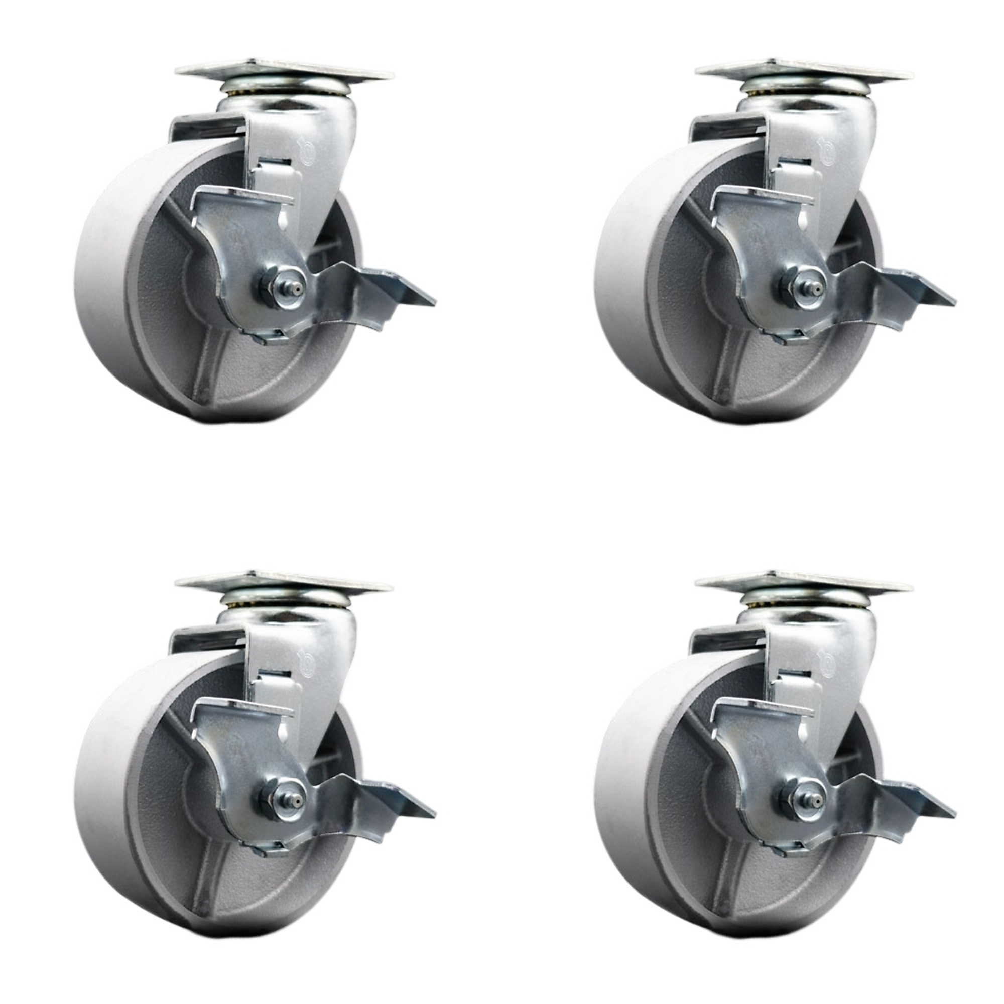 Service Caster, 5Inch x 2Inch Plate Casters, Wheel Diameter 5 in, Caster Type Swivel, Package (qty.) 4, Model SCC-20S520-SSR-TLB-4