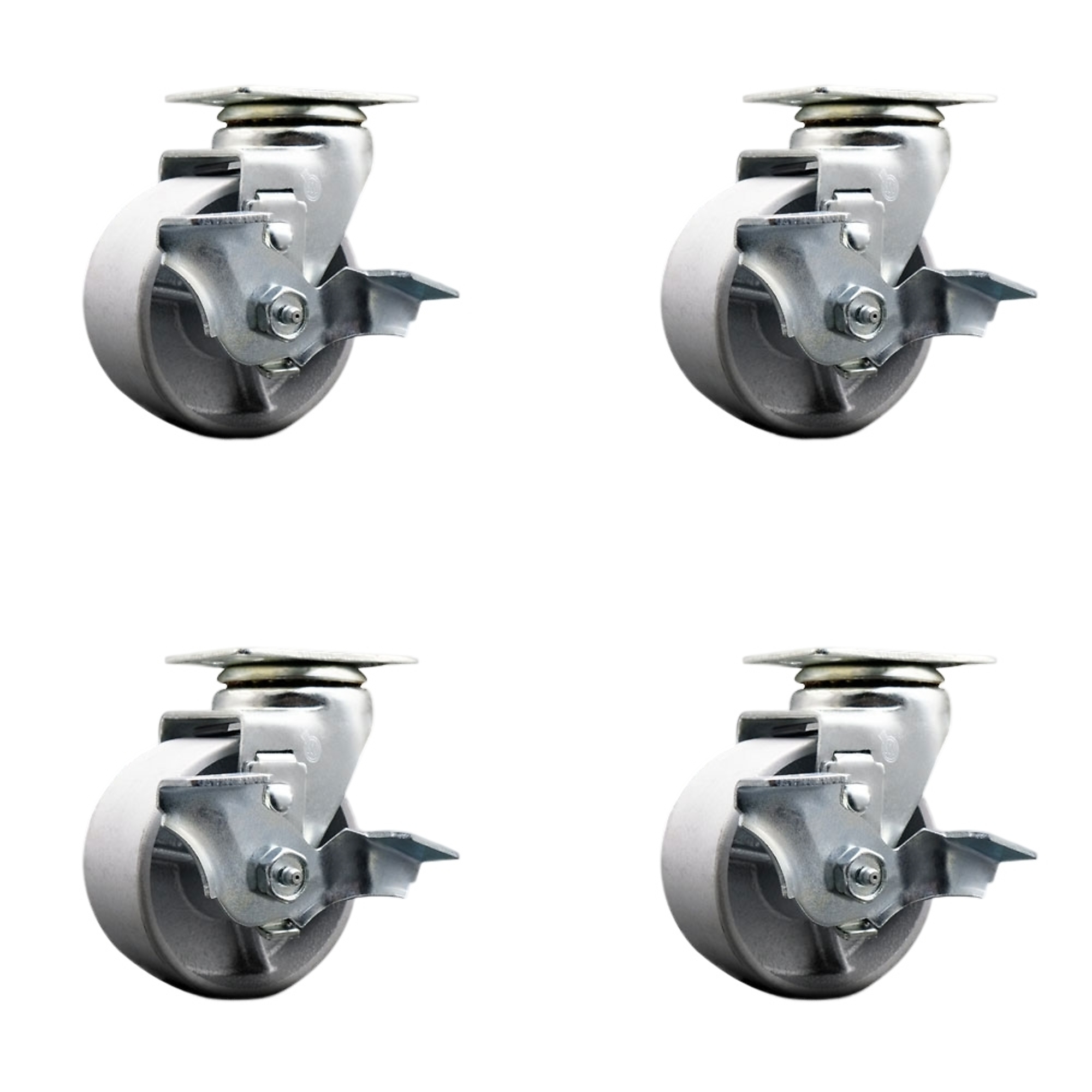 Service Caster, 4Inch x 2Inch Plate Casters, Wheel Diameter 4 in, Caster Type Swivel, Package (qty.) 4, Model SCC-20S420-SSB-TLB-4