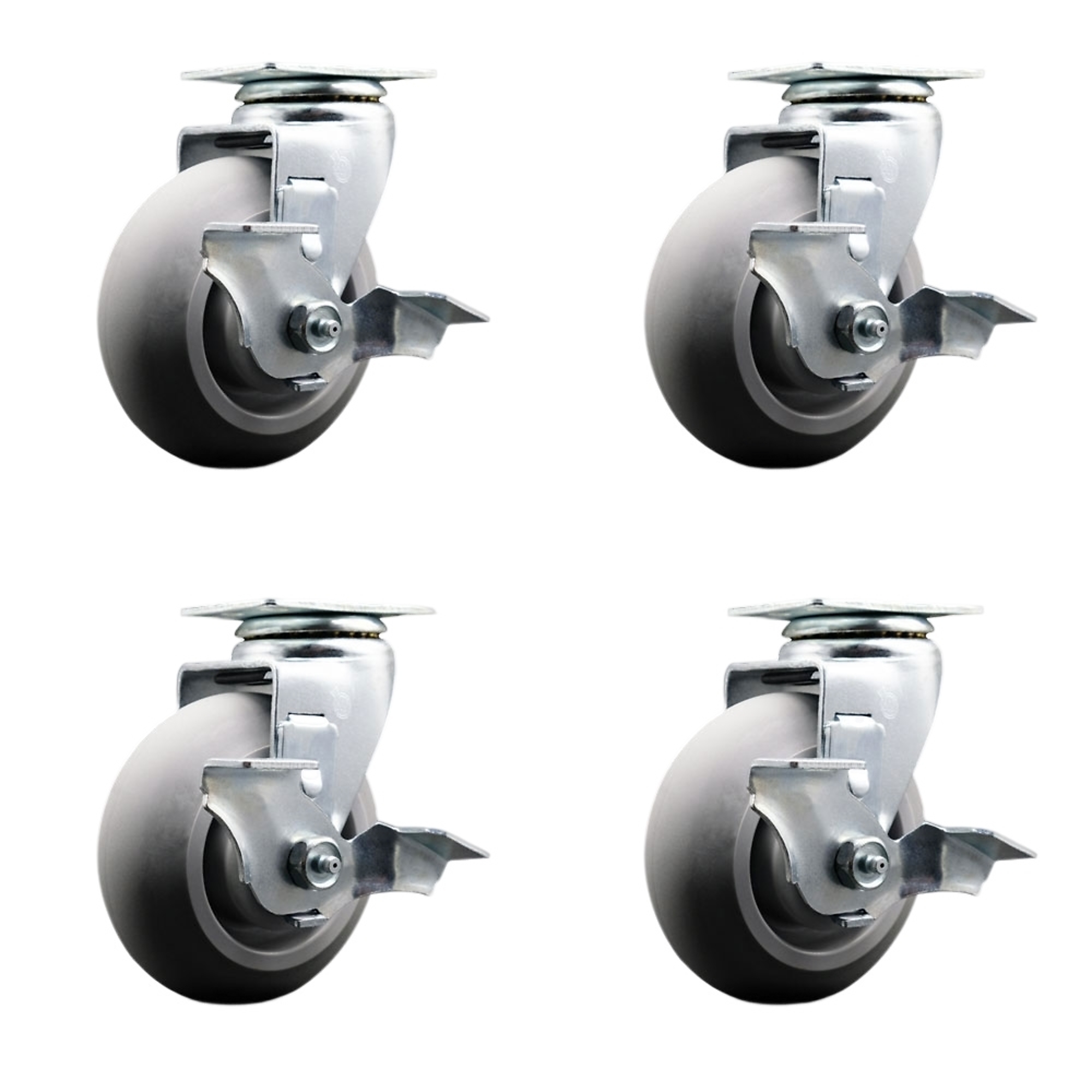 Service Caster, 5Inch x 2Inch Plate Casters, Wheel Diameter 5 in, Caster Type Swivel, Package (qty.) 4, Model SCC-20S520-TPRRD-TLB-4