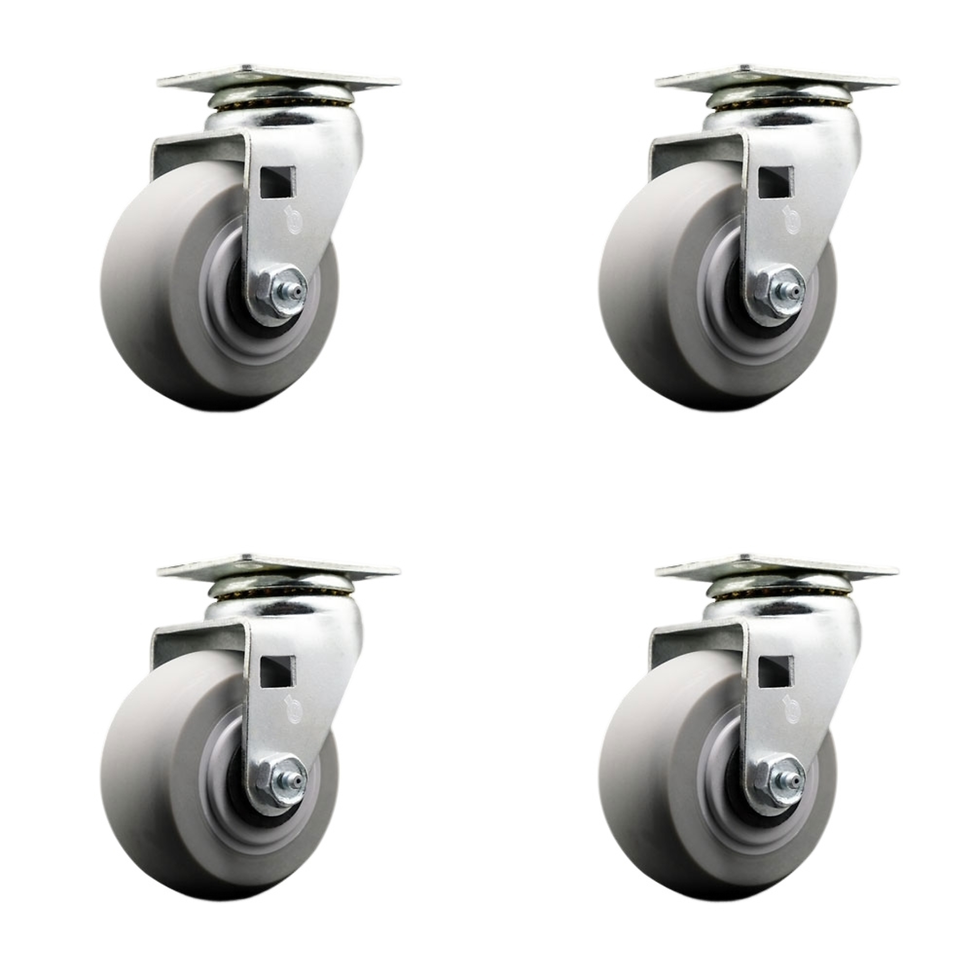 Service Caster, 4Inch x 2Inch Plate Casters, Wheel Diameter 4 in, Caster Type Swivel, Package (qty.) 4, Model SCC-20S420-TPRRD-4