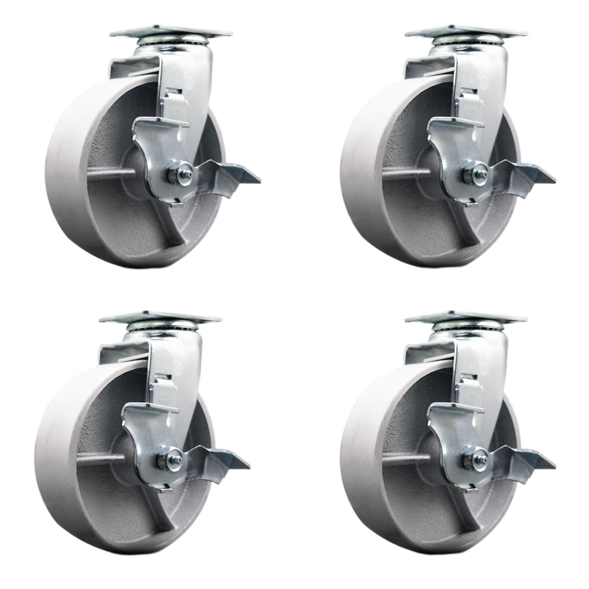 Service Caster, 6Inch x 2Inch Plate Casters, Wheel Diameter 6 in, Caster Type Swivel, Package (qty.) 4, Model SCC-20S620-SSB-TLB-4