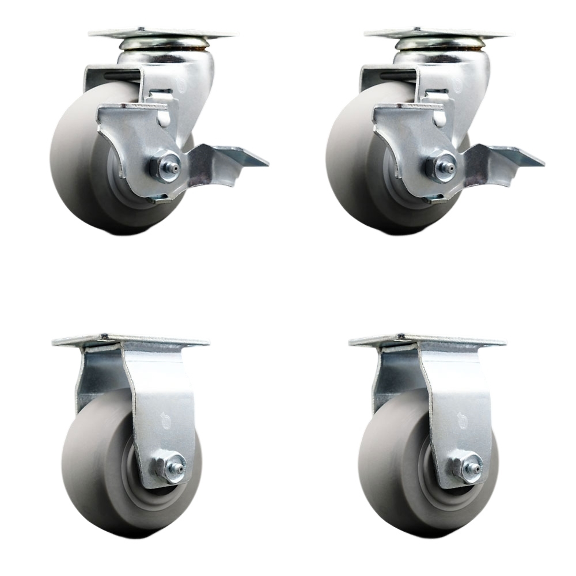 Service Caster, 4Inch x 2Inch Plate Casters, Wheel Diameter 4 in, Caster Type Swivel, Package (qty.) 4, Model SCC-20S420-TPRRD-TLB-2-R-2