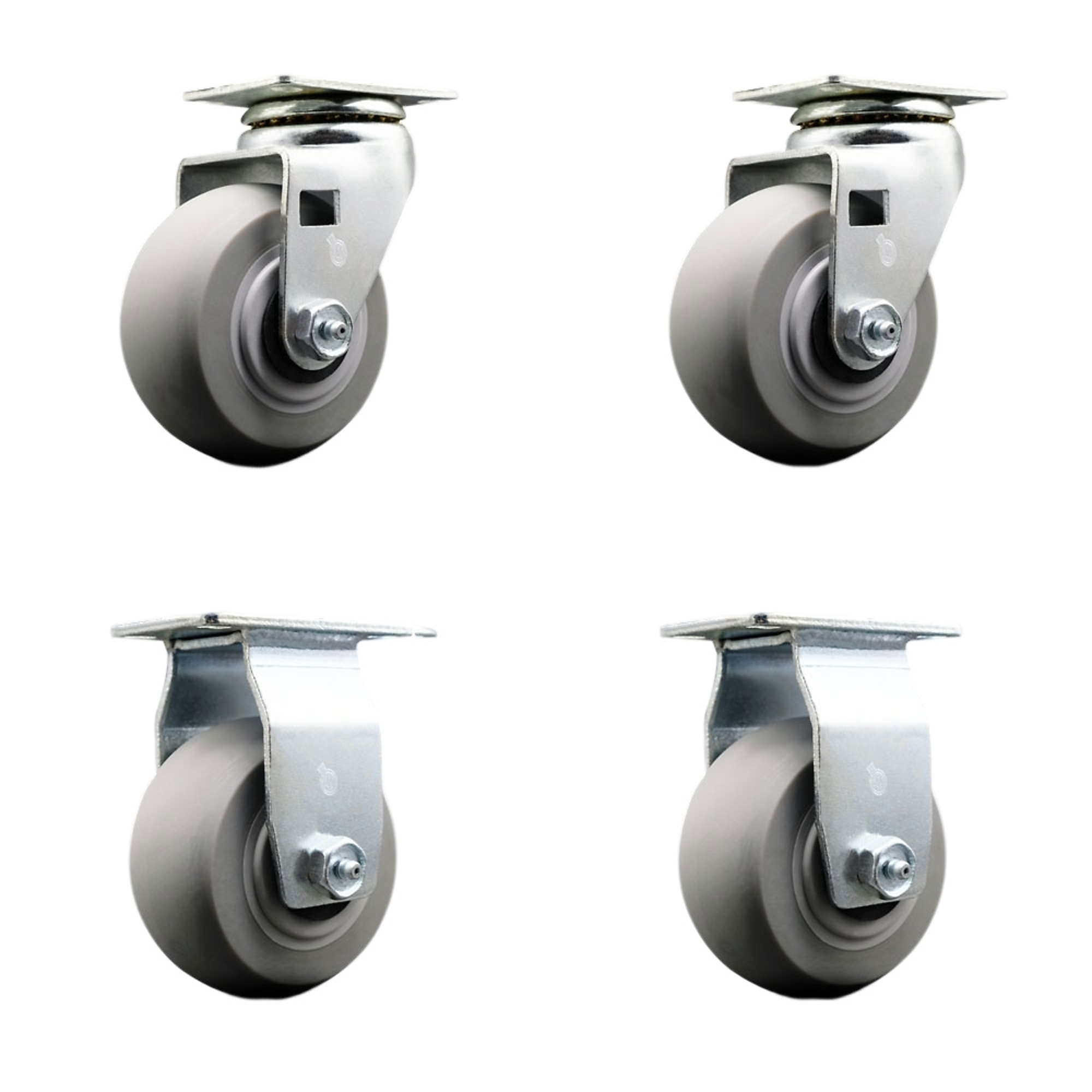 Service Caster, 4Inch x 2Inch Plate Casters, Wheel Diameter 4 in, Caster Type Swivel, Package (qty.) 4, Model SCC-20S420-TPRRD-2-R-2