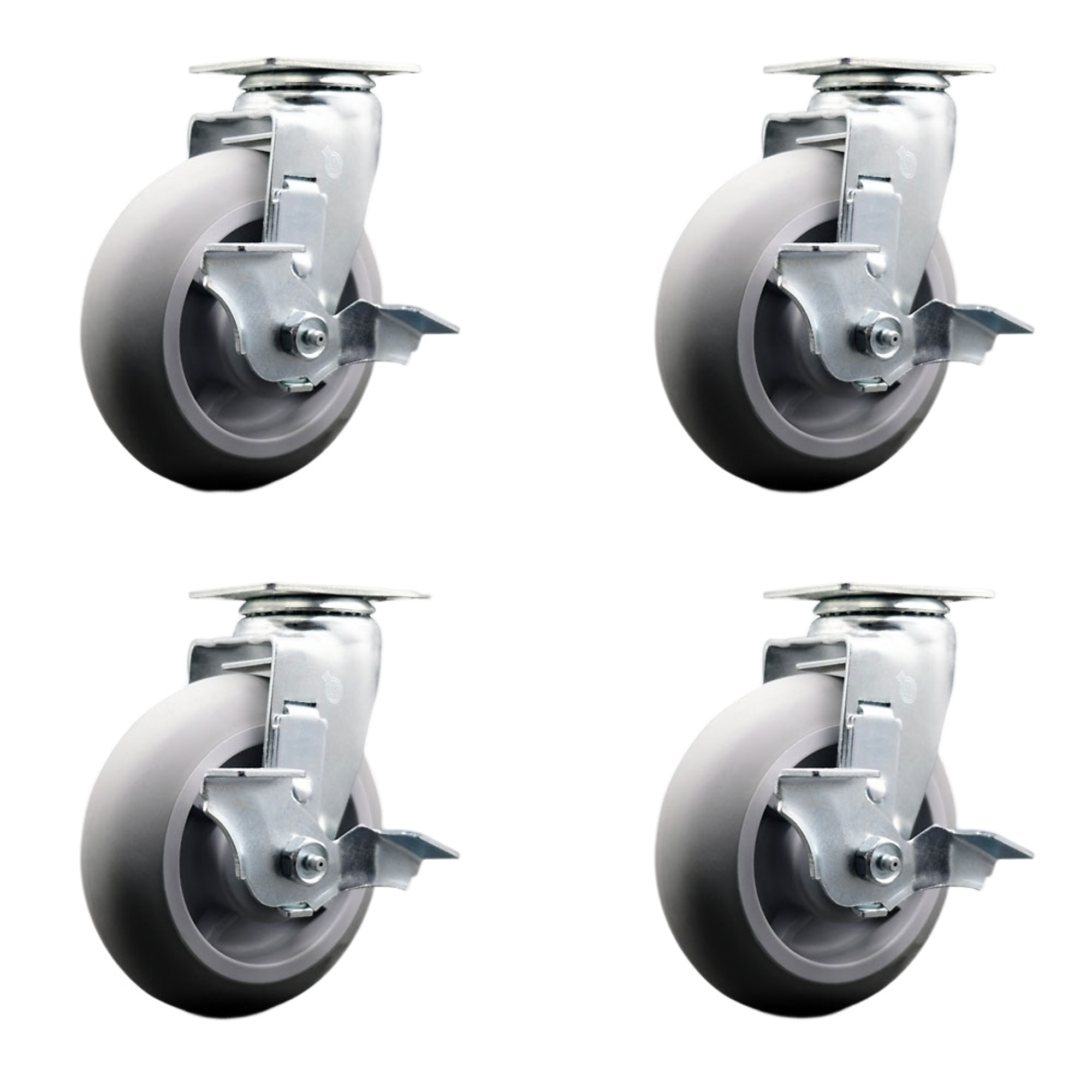 Service Caster, 6Inch x 2Inch Plate Casters, Wheel Diameter 6 in, Caster Type Swivel, Package (qty.) 4, Model SCC-20S620-TPRRD-TLB-4