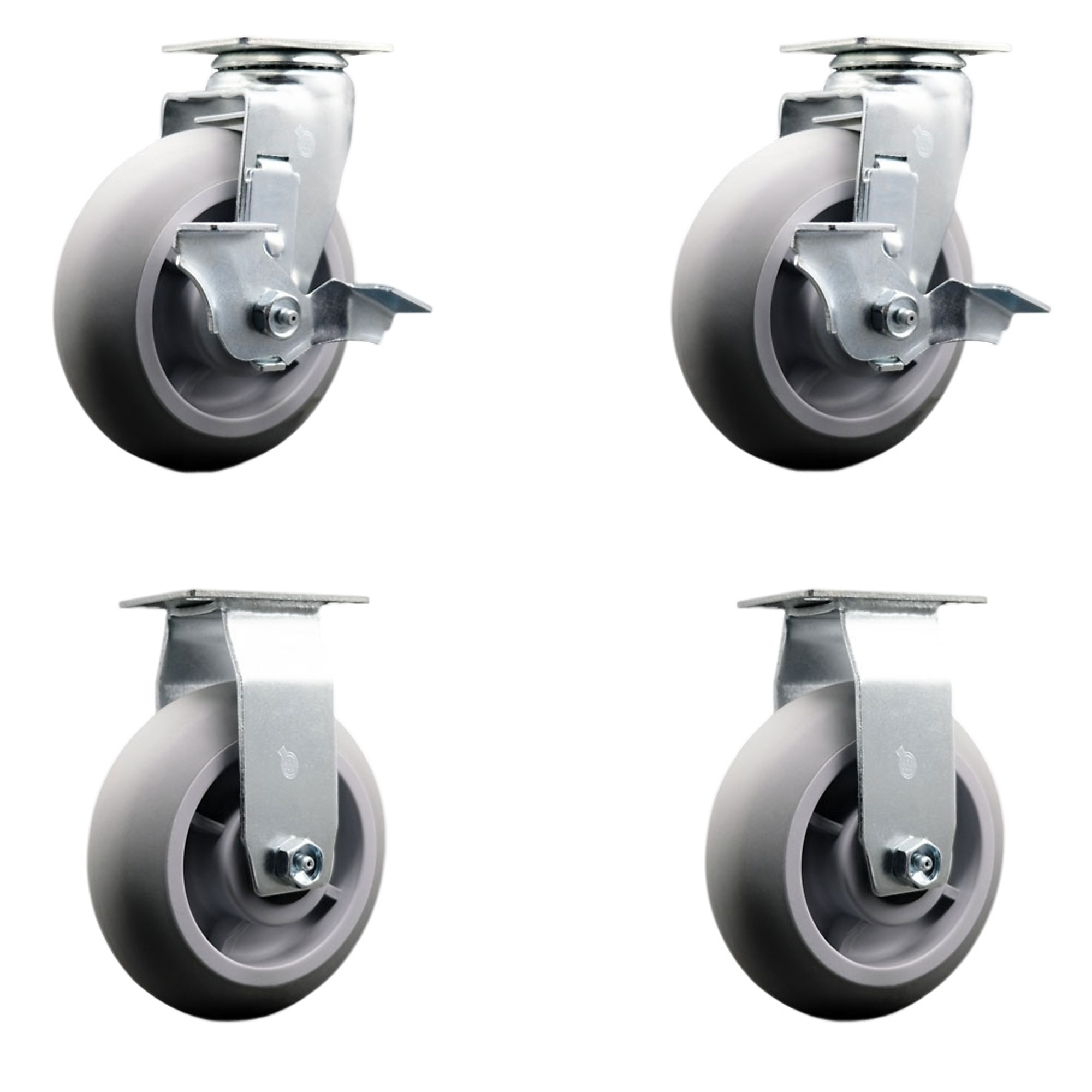 Service Caster, 6Inch x 2Inch Plate Casters, Wheel Diameter 6 in, Caster Type Swivel, Package (qty.) 4, Model SCC-20S620-TPRRD-TLB-2-R-2