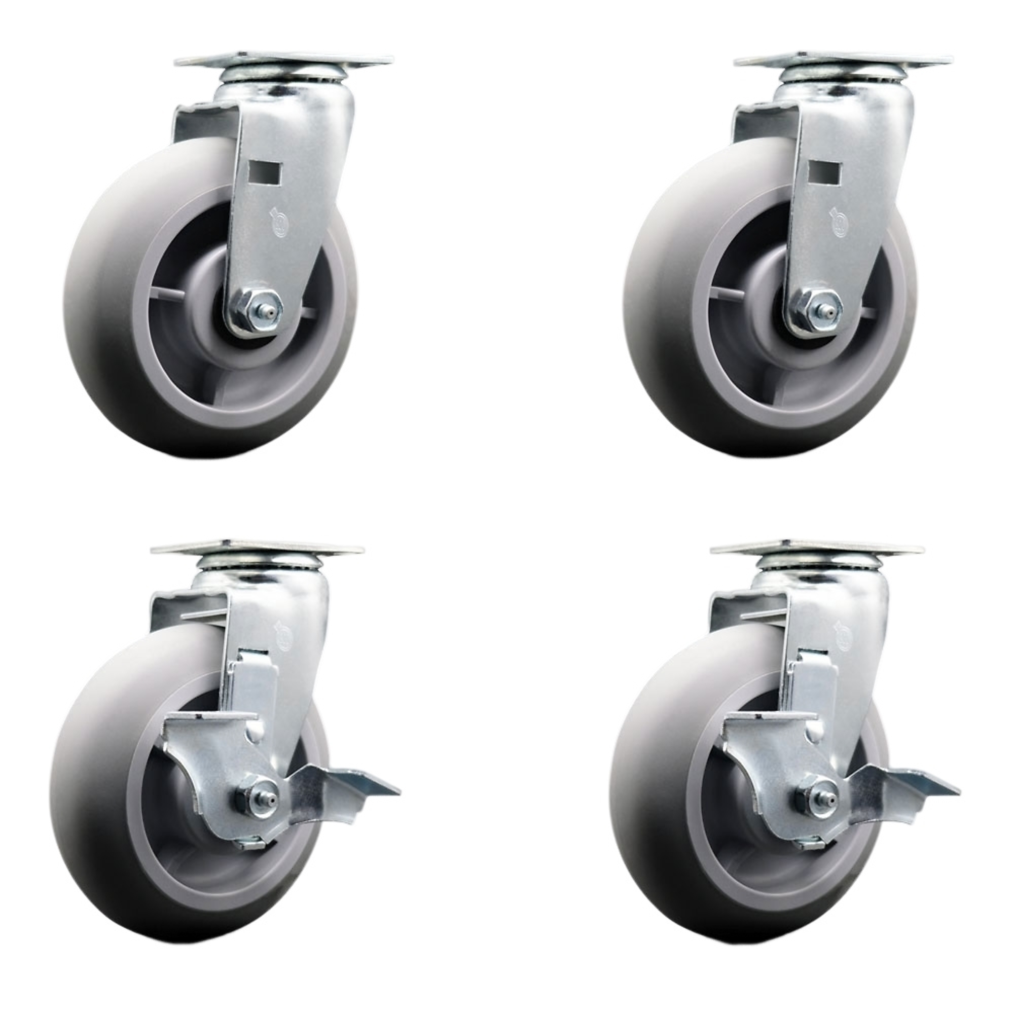 Service Caster, 6Inch x 2Inch Plate Casters, Wheel Diameter 6 in, Caster Type Swivel, Package (qty.) 4, Model SCC-20S620-TPRBD-2-TLB-2