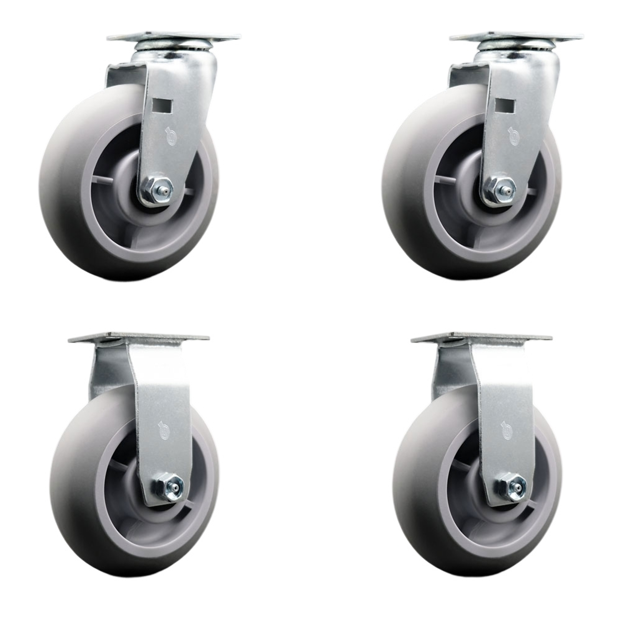 Service Caster, 6Inch x 2Inch Plate Casters, Wheel Diameter 6 in, Caster Type Swivel, Package (qty.) 4, Model SCC-20S620-TPRBD-2-R-2