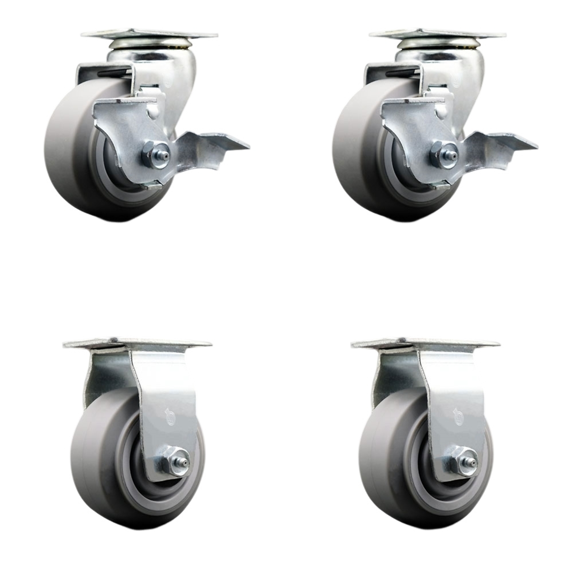 Service Caster, 4Inch x 2Inch Plate Casters, Wheel Diameter 4 in, Caster Type Swivel, Package (qty.) 4, Model SCC-20S420-TPRRF-TLB-2-R-2