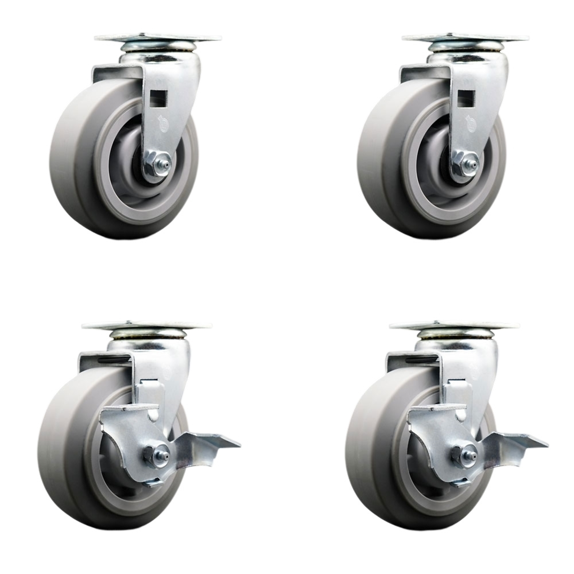 Service Caster, 5Inch x 2Inch Plate Casters, Wheel Diameter 5 in, Caster Type Swivel, Package (qty.) 4, Model SCC-20S520-TPRRF-2-TLB-2