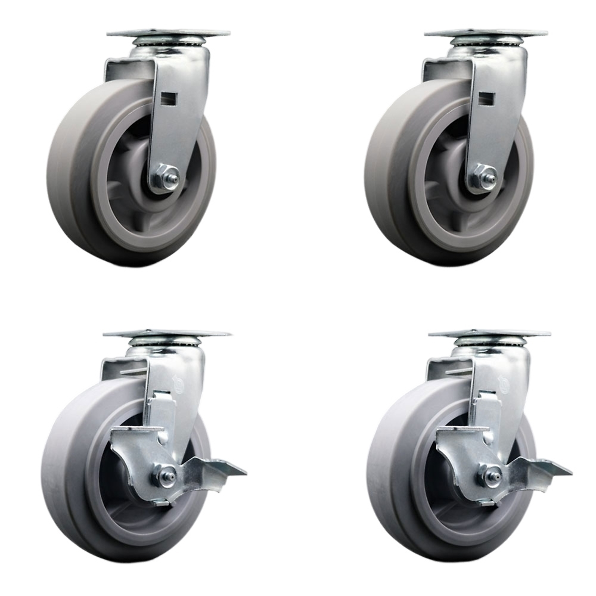 Service Caster, 6Inch x 2Inch Plate Casters, Wheel Diameter 6 in, Caster Type Swivel, Package (qty.) 4, Model SCC-20S620-TPRRF-2-TLB-2