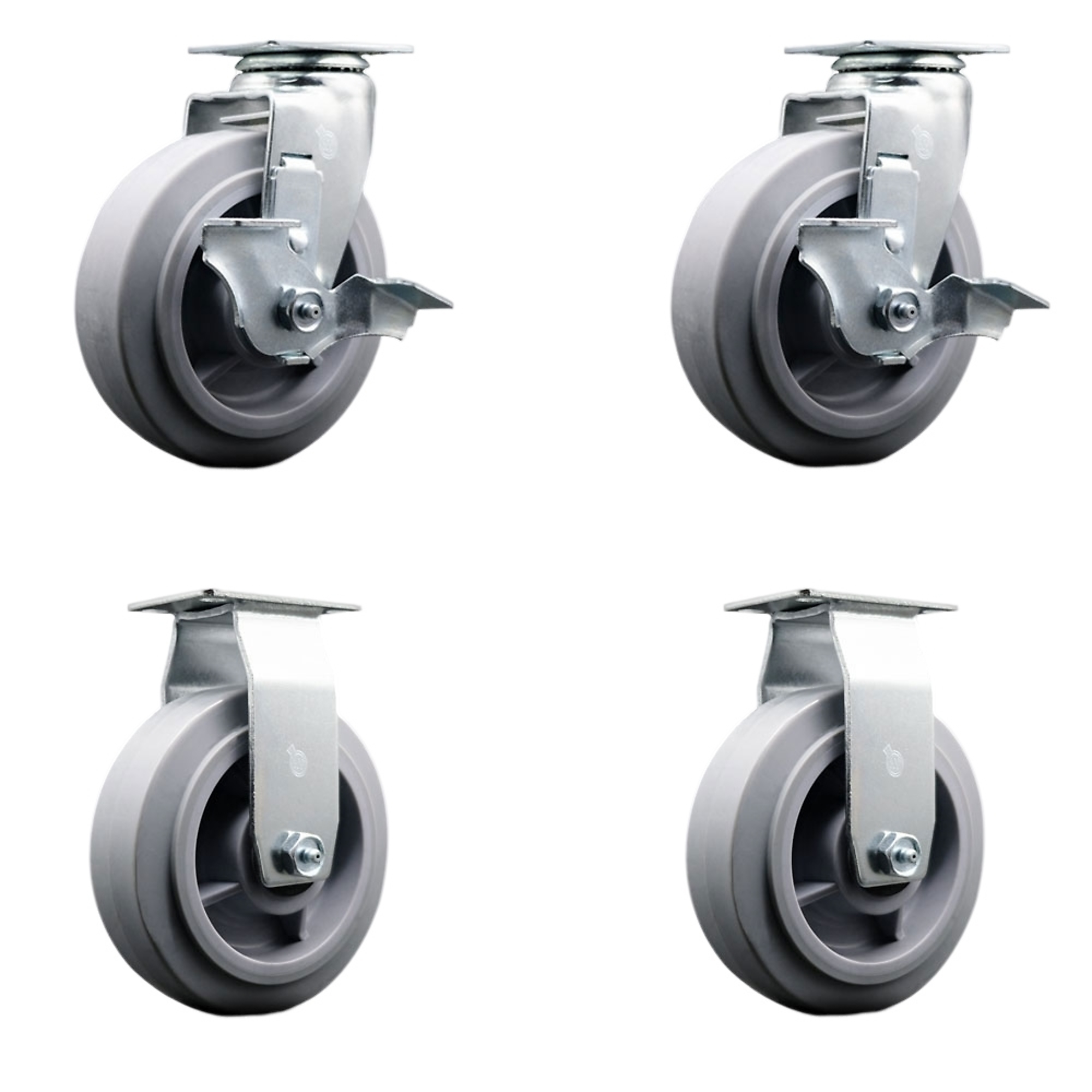 Service Caster, 6Inch x 2Inch Plate Casters, Wheel Diameter 6 in, Caster Type Swivel, Package (qty.) 4, Model SCC-20S620-TPRRF-TLB-2-R-2