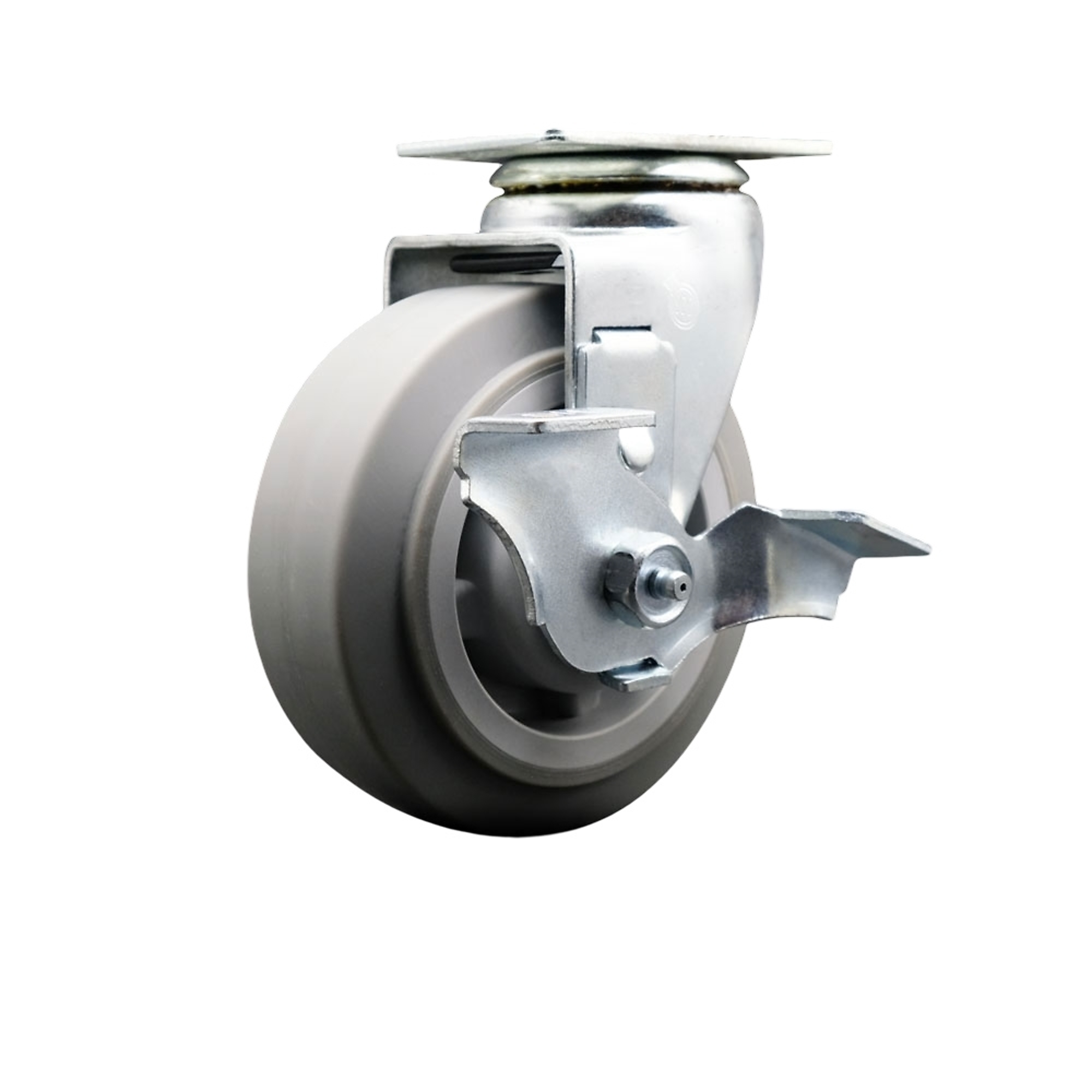 Service Caster, 5Inch x 2Inch Plate Caster, Wheel Diameter 5 in, Caster Type Swivel, Package (qty.) 1, Model SCC-20S520-TPRBF-TLB