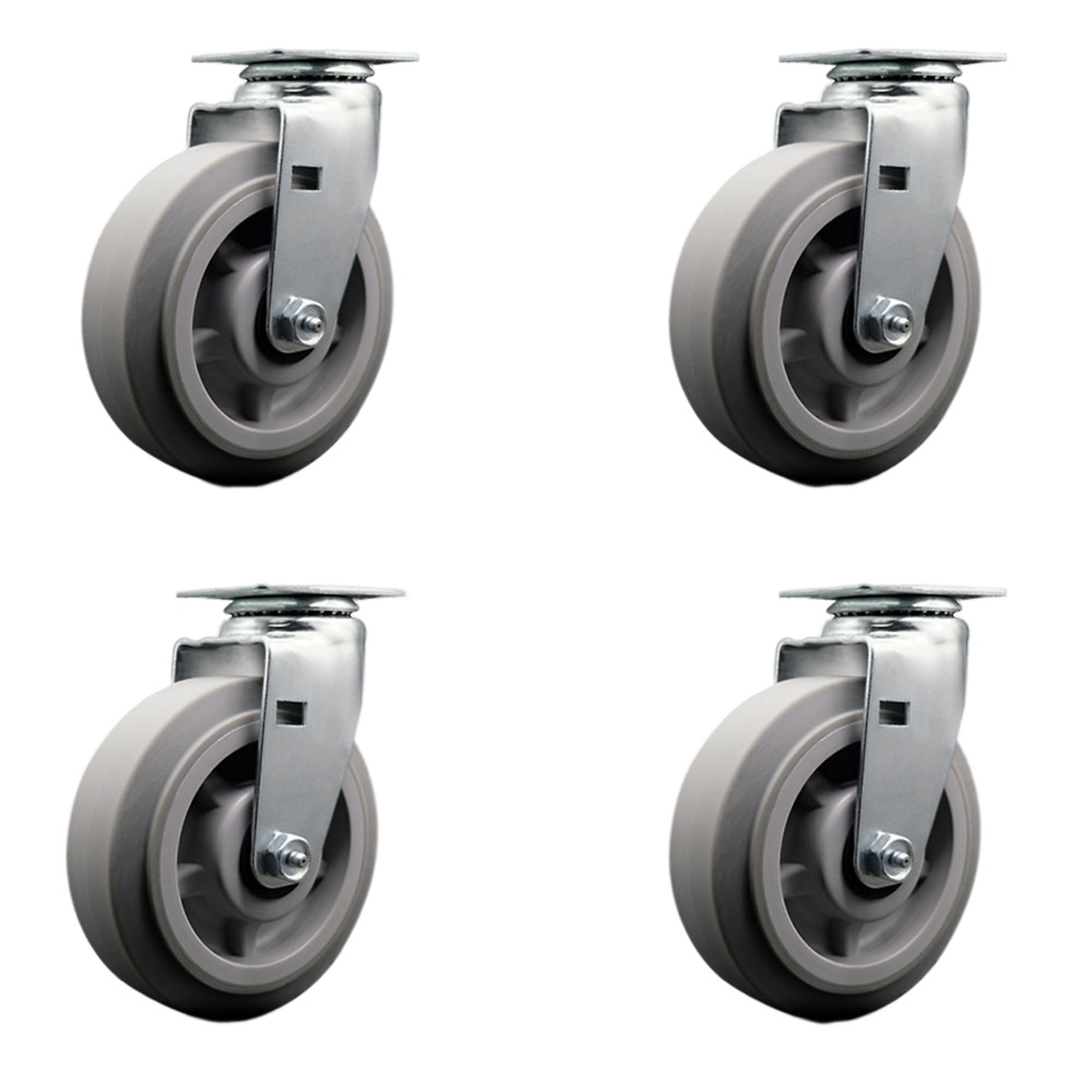 Service Caster, 6Inch x 2Inch Plate Casters, Wheel Diameter 6 in, Caster Type Swivel, Package (qty.) 4, Model SCC-20S620-TPRBF-4