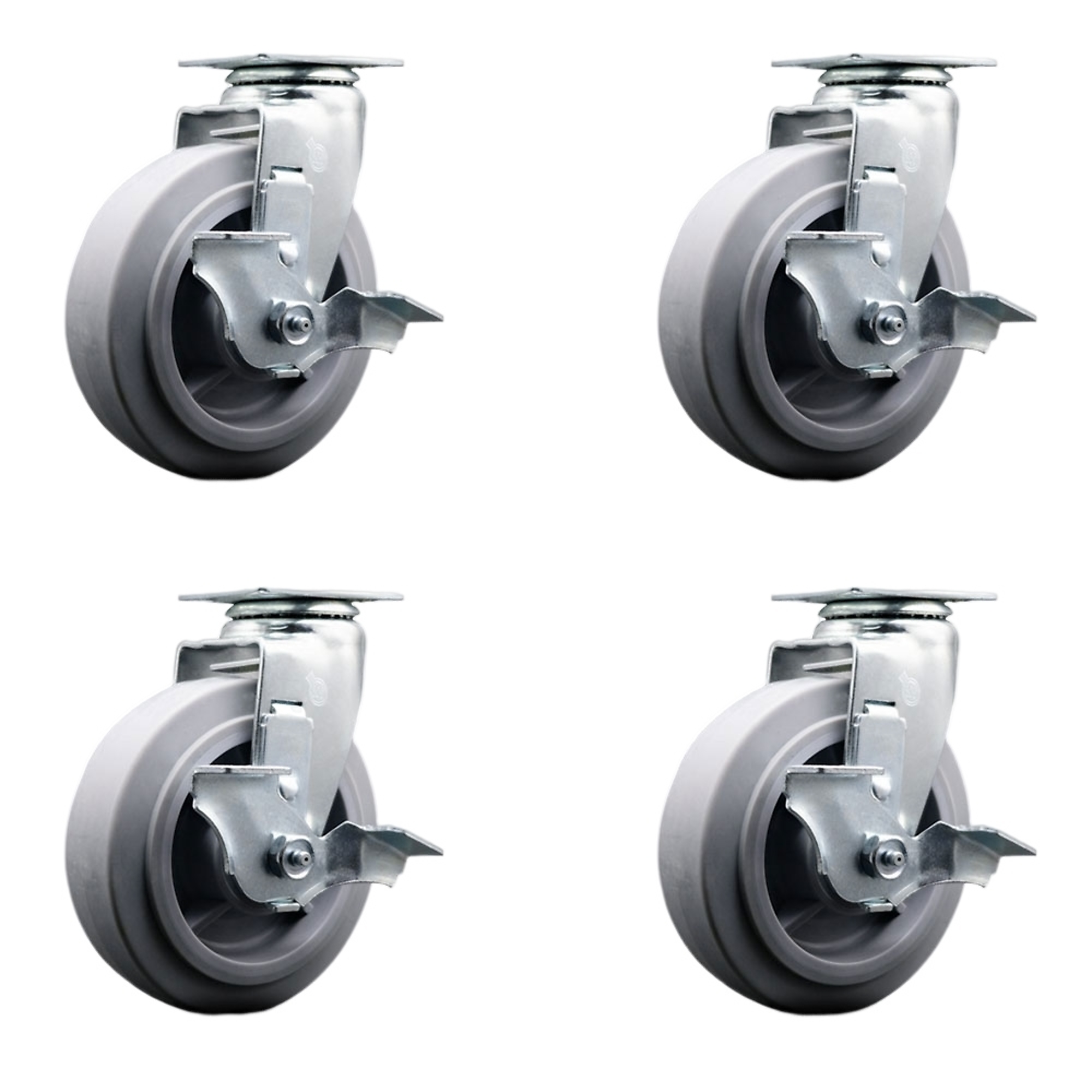 Service Caster, 6Inch x 2Inch Plate Casters, Wheel Diameter 6 in, Caster Type Swivel, Package (qty.) 4, Model SCC-20S620-TPRBF-TLB-4