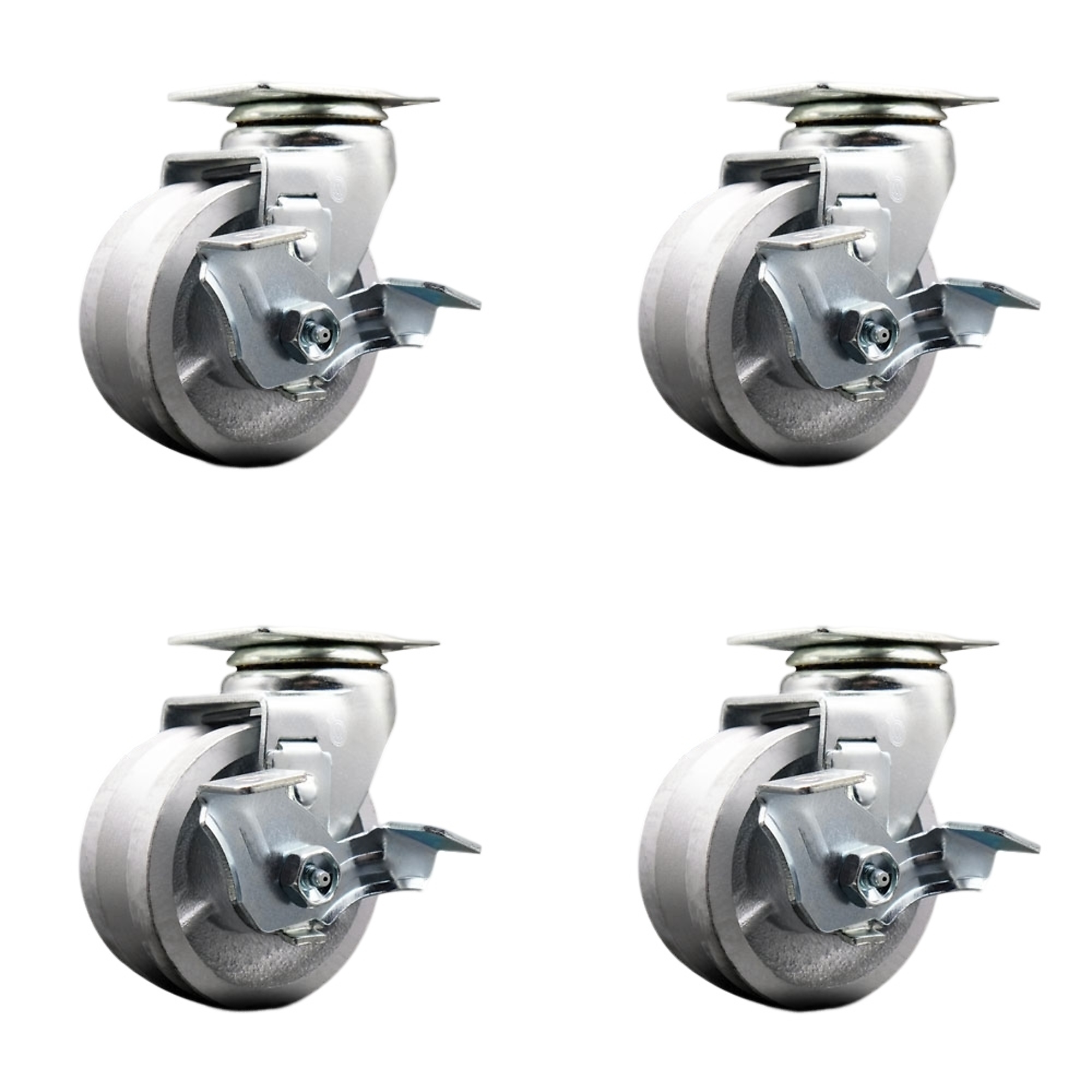 Service Caster, 4Inch x 2Inch Plate Casters, Wheel Diameter 4 in, Caster Type Swivel, Package (qty.) 4, Model SCC-20S420-VGR-TLB-4