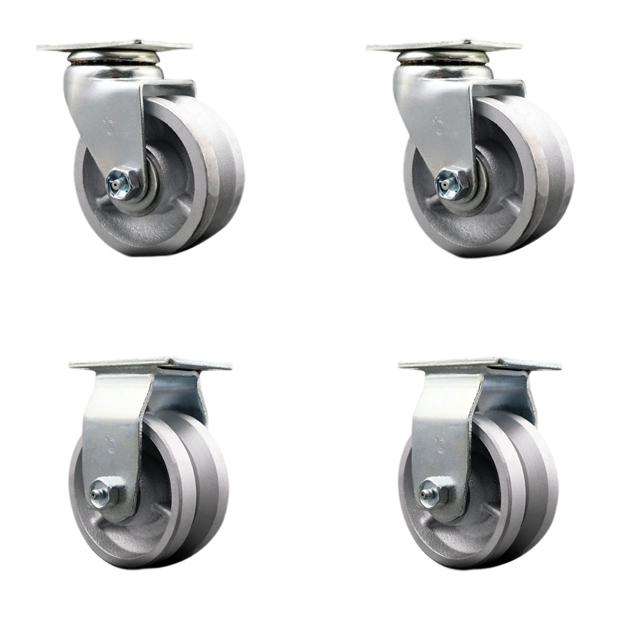 Service Caster, 4Inch x 2Inch Plate Casters, Wheel Diameter 4 in, Caster Type Swivel, Package (qty.) 4, Model SCC-20S420-VGR-2-R-2