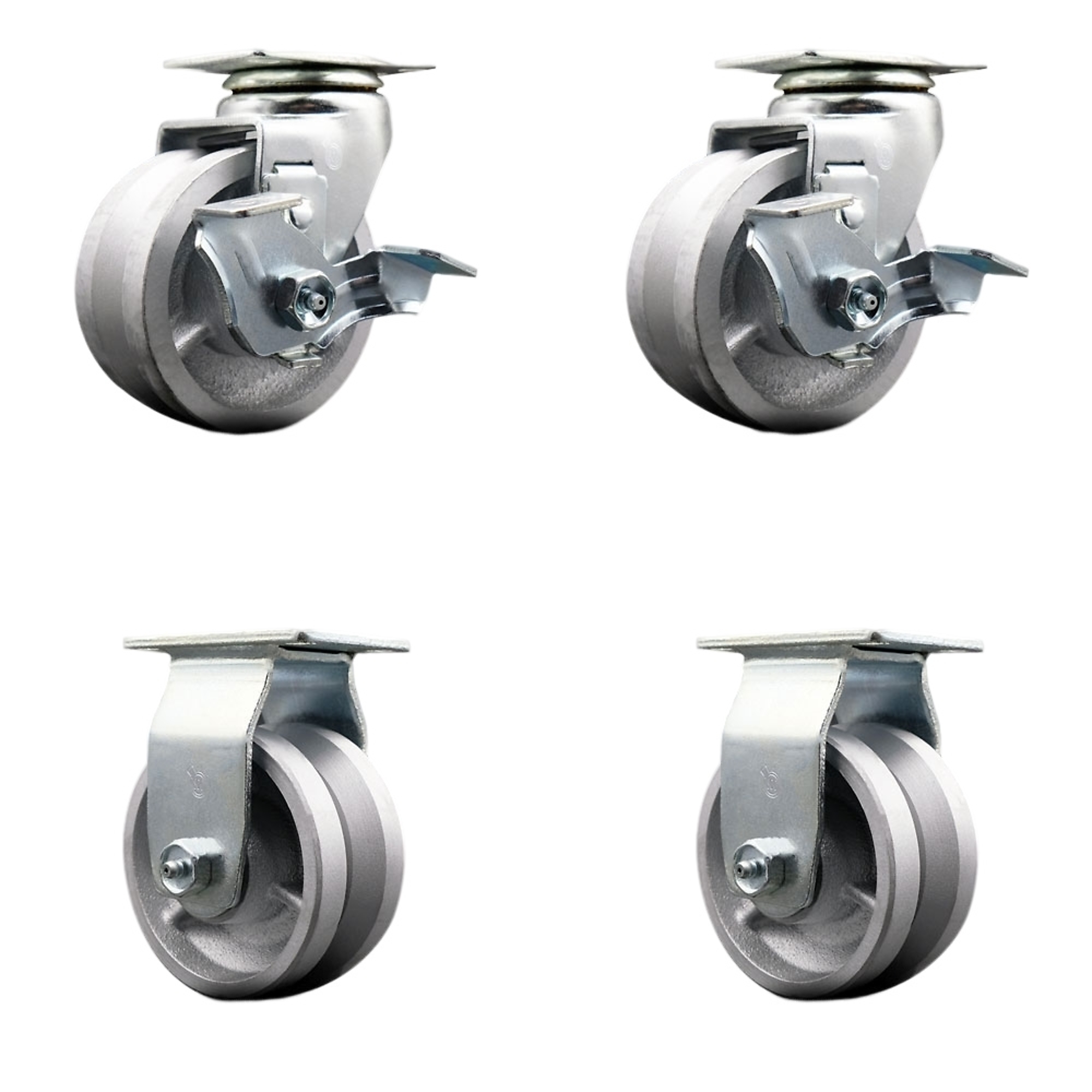 Service Caster, 4Inch x 2Inch Plate Casters, Wheel Diameter 4 in, Caster Type Swivel, Package (qty.) 4, Model SCC-20S420-VGR-TLB-2-R-2