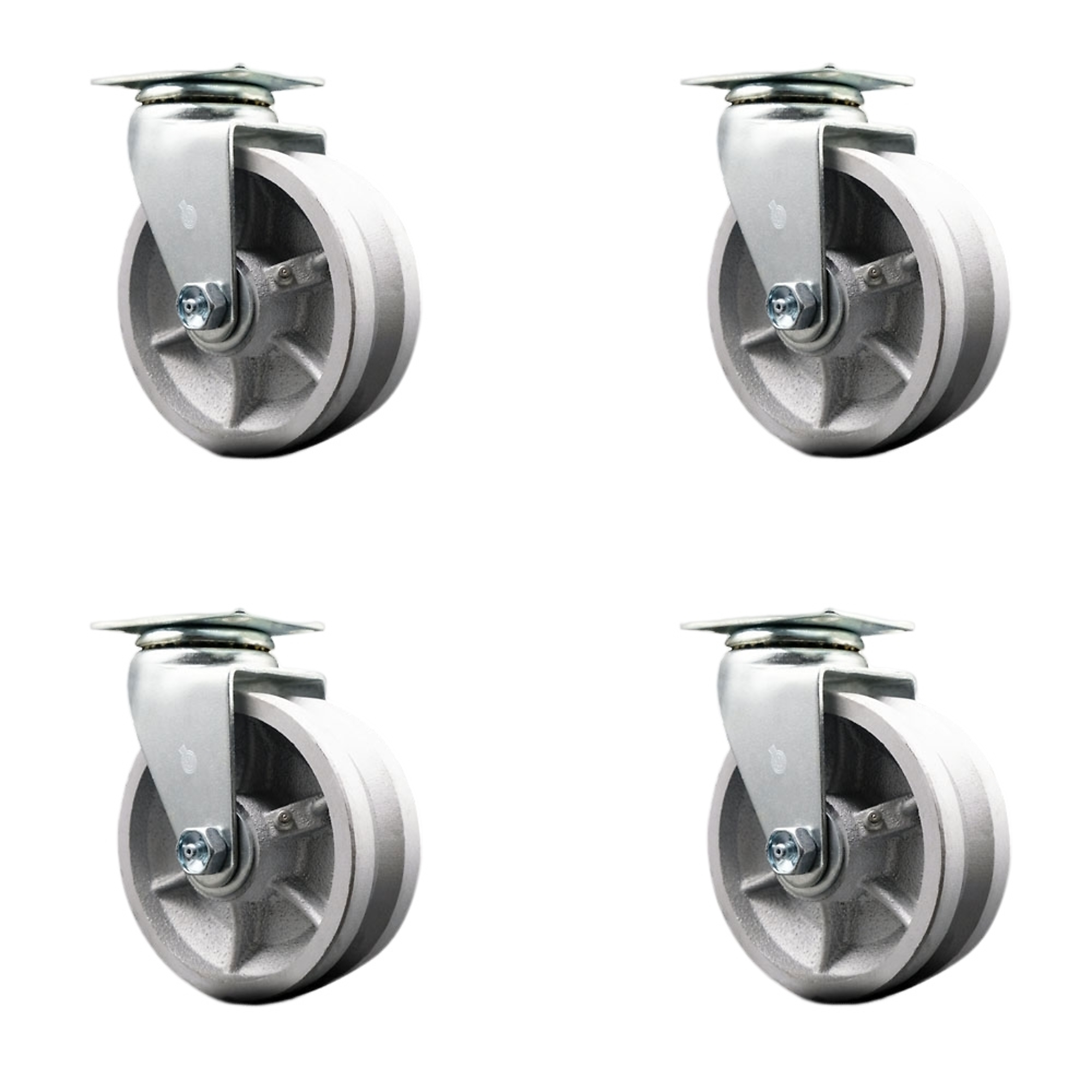 Service Caster, 5Inch x 2Inch Plate Casters, Wheel Diameter 5 in, Caster Type Swivel, Package (qty.) 4, Model SCC-20S520-VGR-4