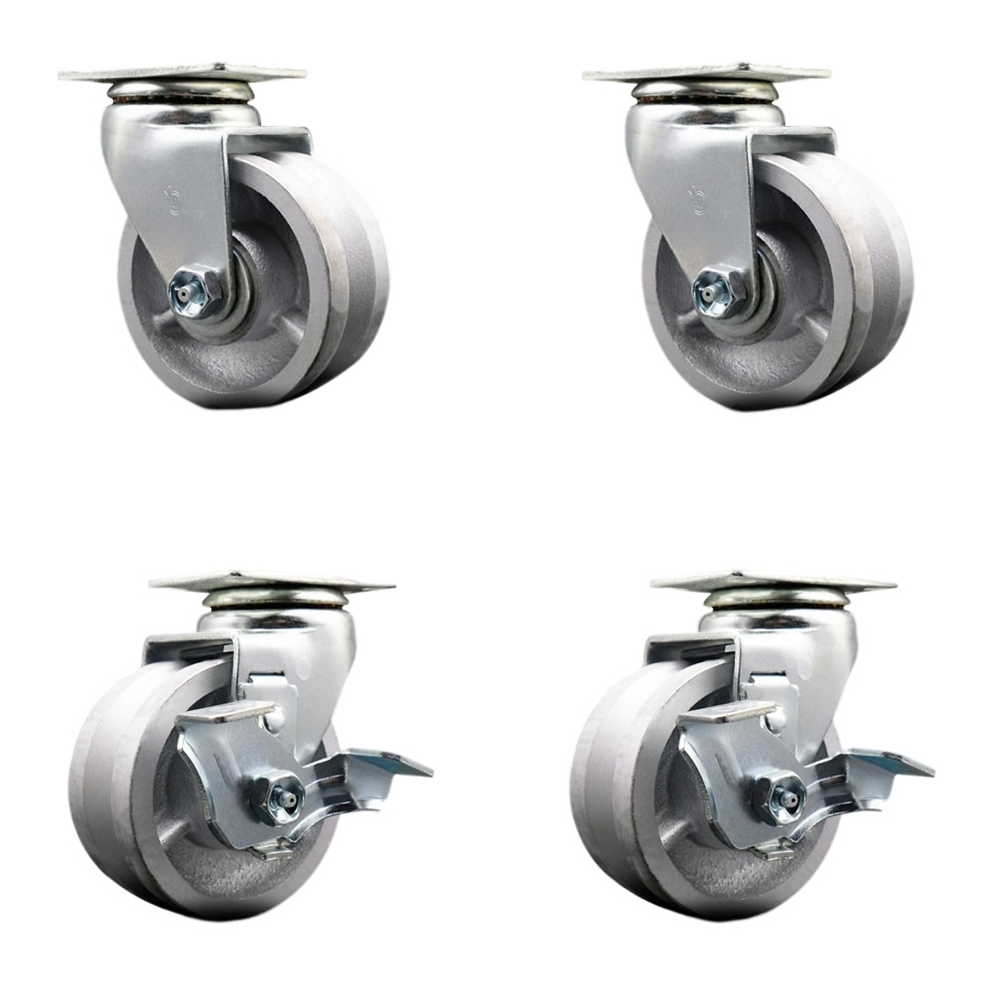 Service Caster, 4Inch x 2Inch Plate Casters, Wheel Diameter 4 in, Caster Type Swivel, Package (qty.) 4, Model SCC-20S420-VGR-2-TLB-2