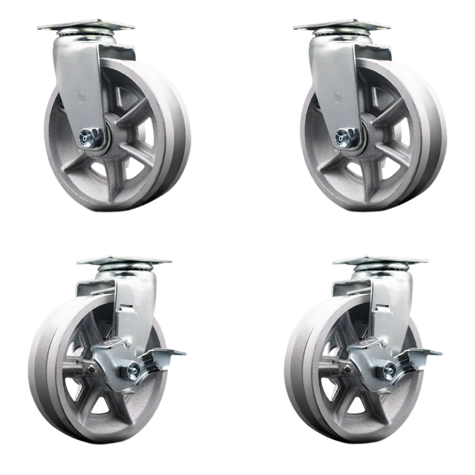 Service Caster, 6Inch x 2Inch Plate Casters, Wheel Diameter 6 in, Caster Type Swivel, Package (qty.) 4, Model SCC-20S620-VGR-2-TLB-2