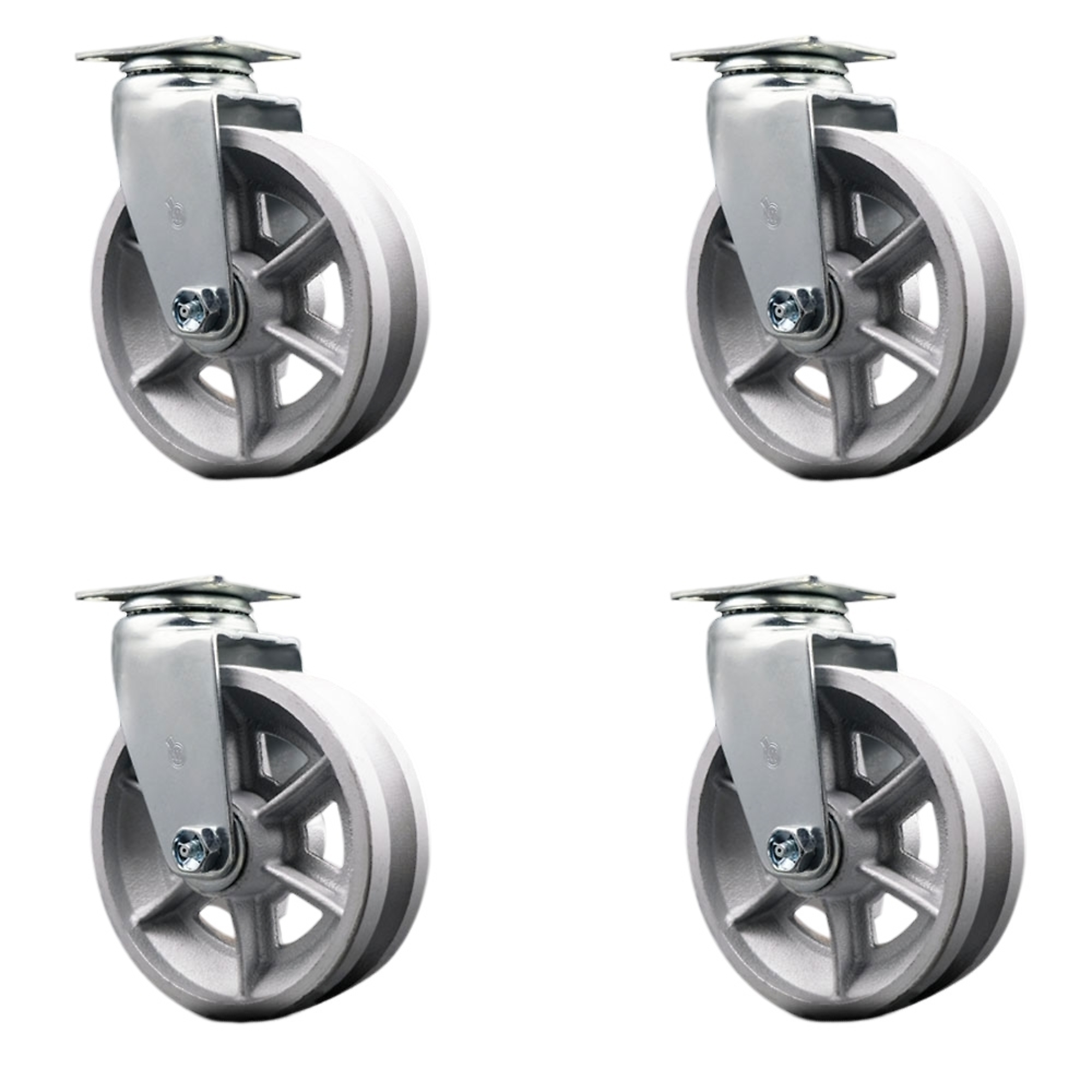 Service Caster, 6Inch x 2Inch Plate Casters, Wheel Diameter 6 in, Caster Type Swivel, Package (qty.) 4, Model SCC-20S620-VGR-4