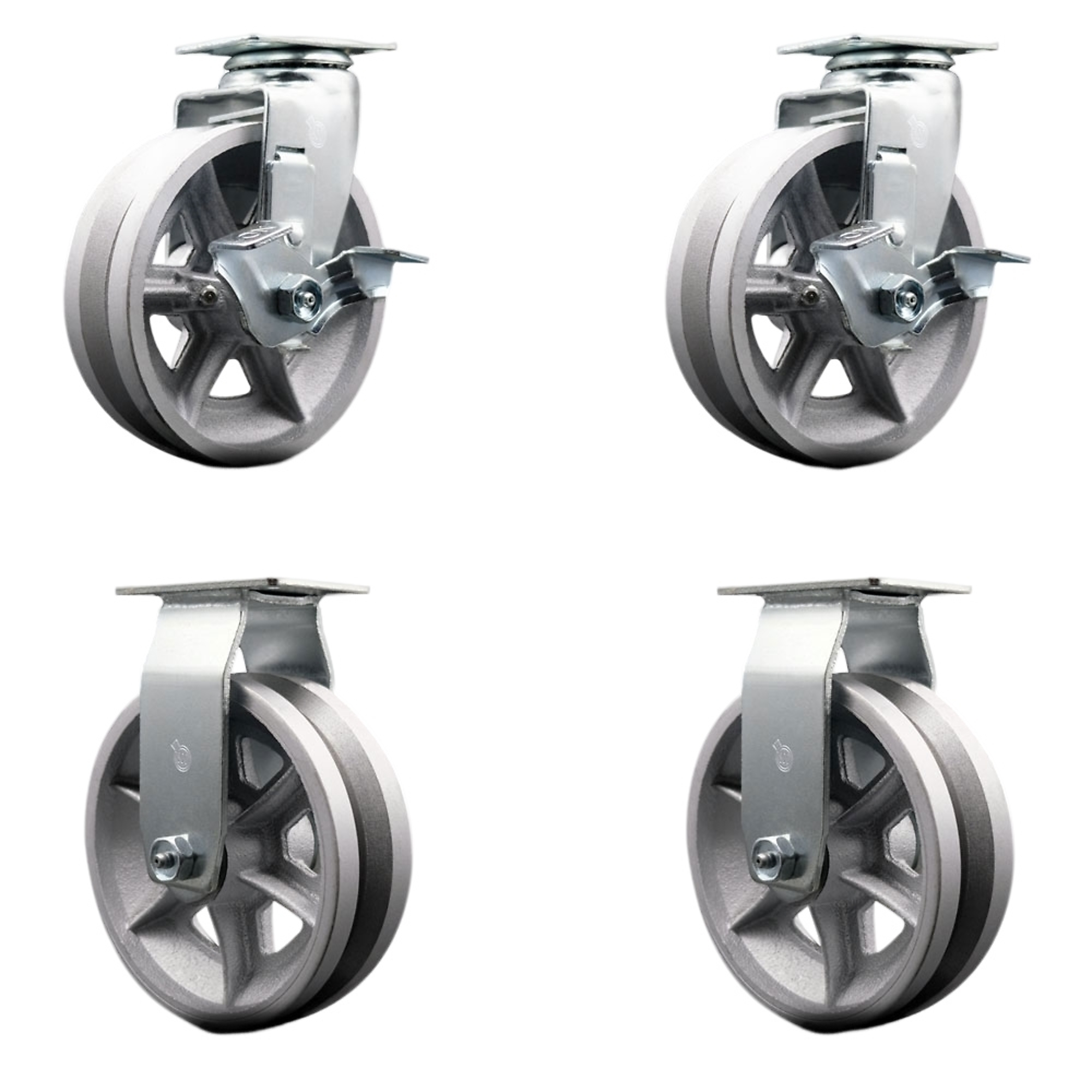 Service Caster, 6Inch x 2Inch Plate Casters, Wheel Diameter 6 in, Caster Type Swivel, Package (qty.) 4, Model SCC-20S620-VGR-TLB-2-R-2