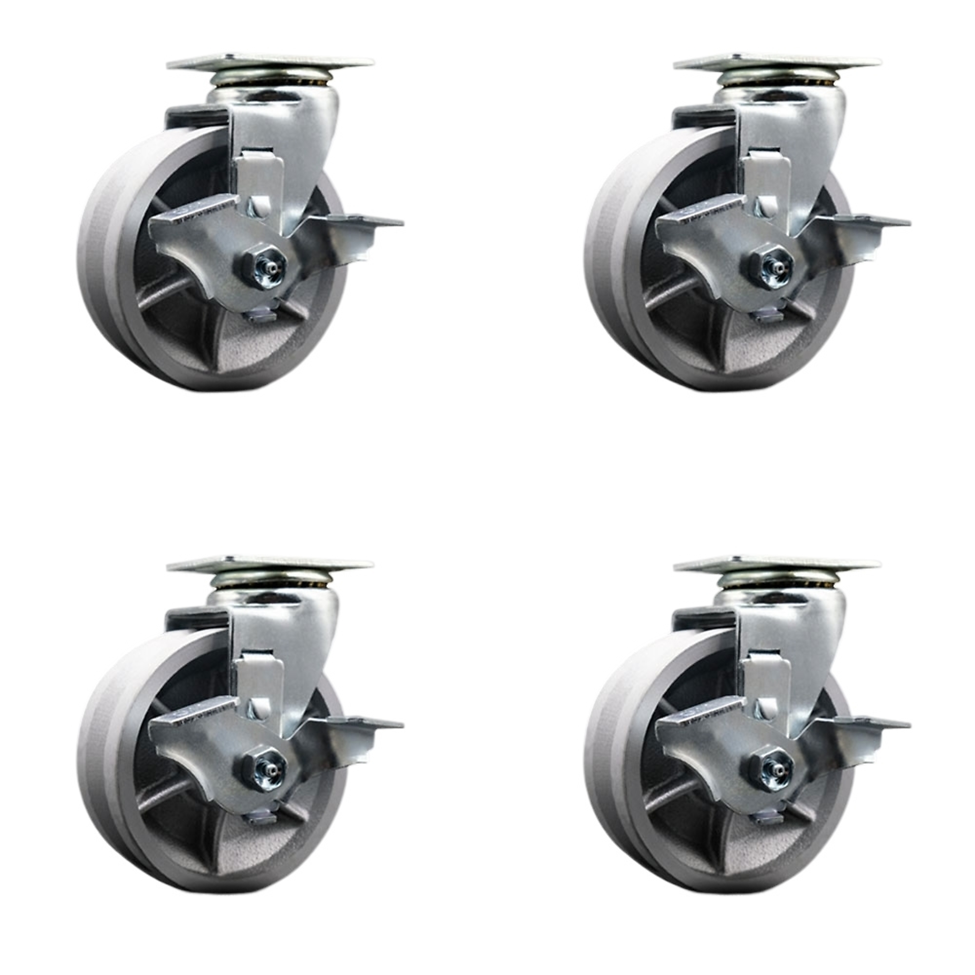 Service Caster, 5Inch x 2Inch Plate Casters, Wheel Diameter 5 in, Caster Type Swivel, Package (qty.) 4, Model SCC-20S520-VGR-TLB-4