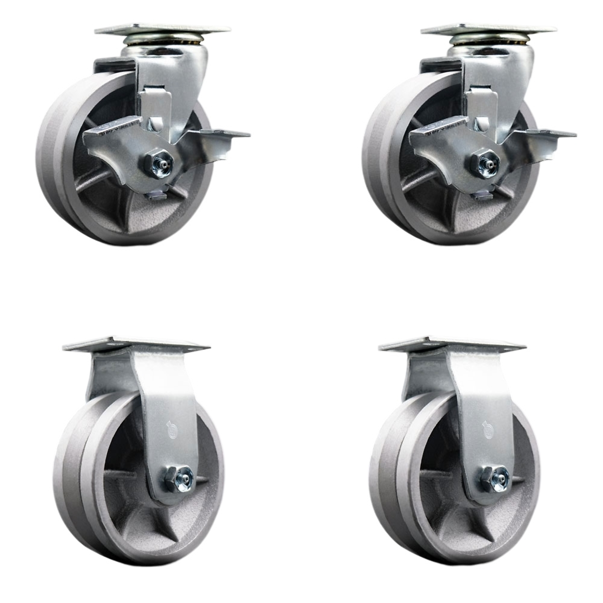 Service Caster, 5Inch x 2Inch Plate Casters, Wheel Diameter 5 in, Caster Type Swivel, Package (qty.) 4, Model SCC-20S520-VGR-TLB-2-R-2