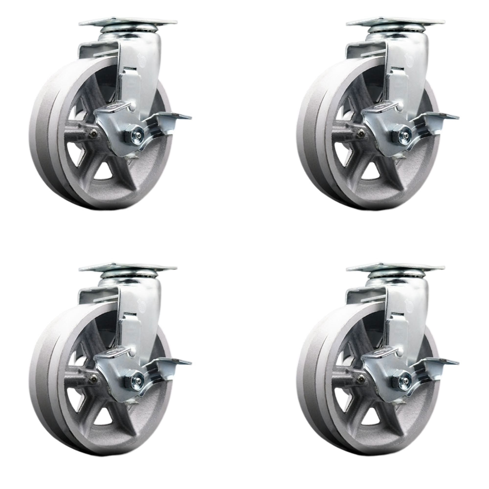 Service Caster, 6Inch x 2Inch Plate Casters, Wheel Diameter 6 in, Caster Type Swivel, Package (qty.) 4, Model SCC-20S620-VGR-TLB-4