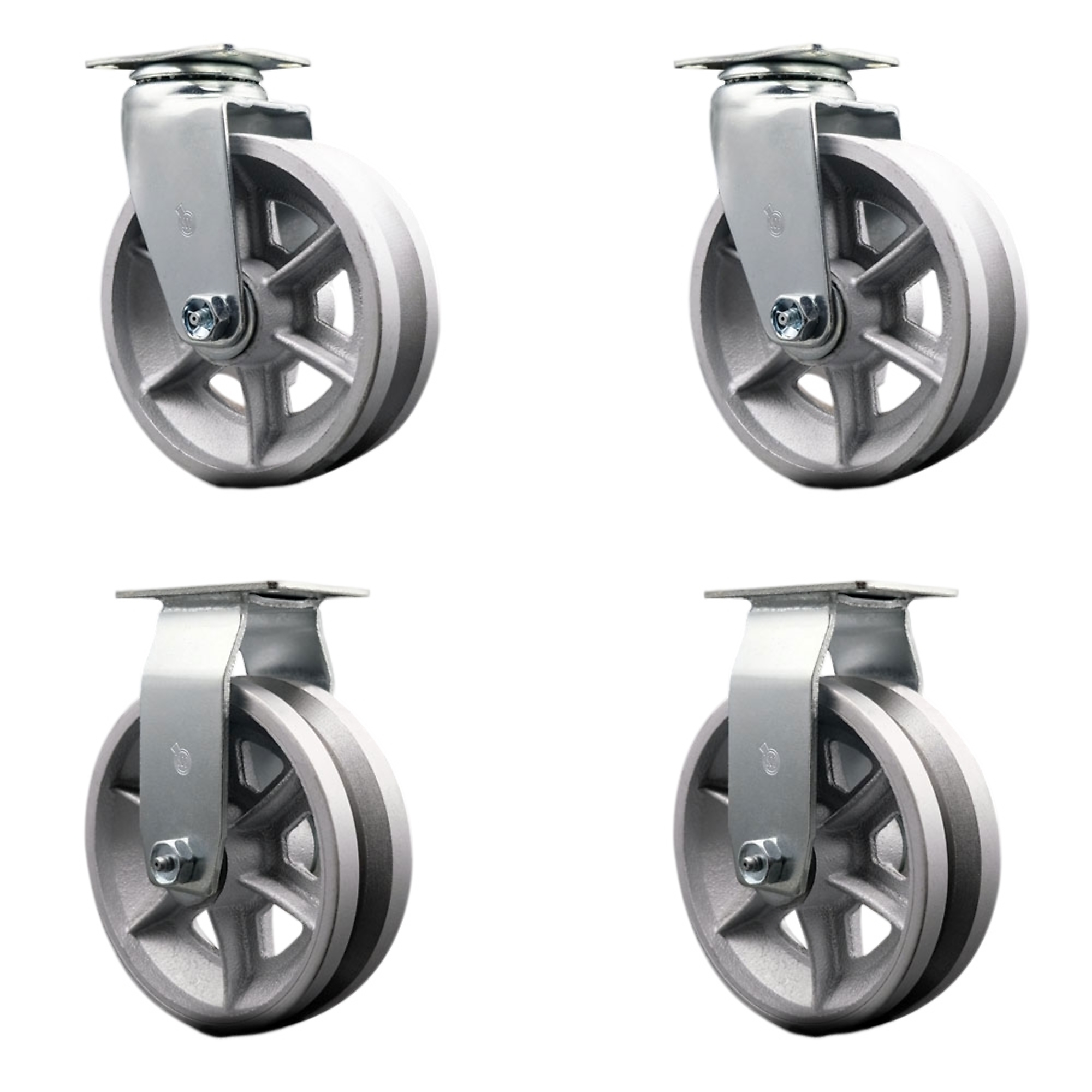 Service Caster, 6Inch x 2Inch Plate Casters, Wheel Diameter 6 in, Caster Type Swivel, Package (qty.) 4, Model SCC-20S620-VGR-2-R-2