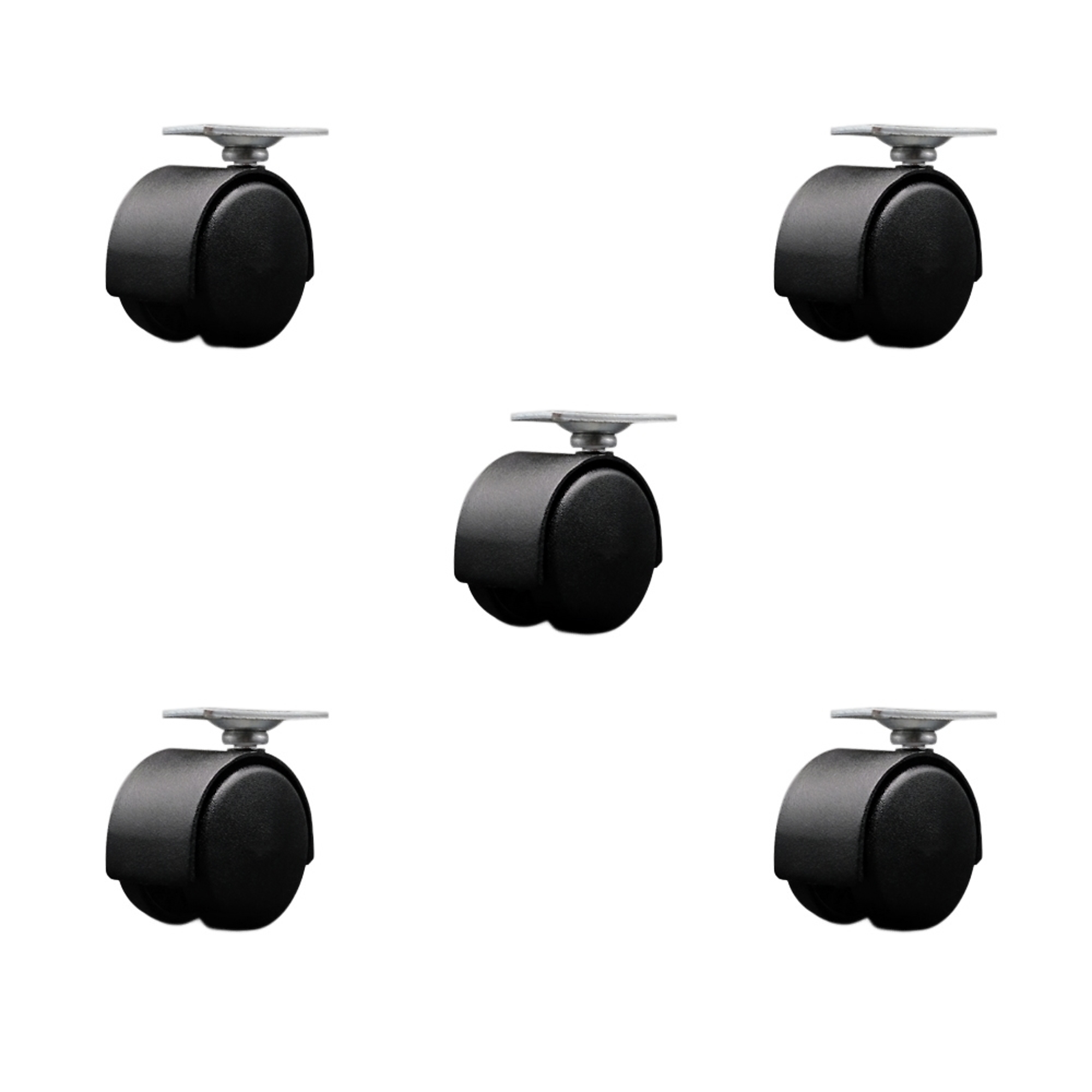 Service Caster, 2Inch Plate Casters, Wheel Diameter 2 in, Caster Type Swivel, Package (qty.) 5, Model SCC-TP02S50D-NYS-FB-TP2-5